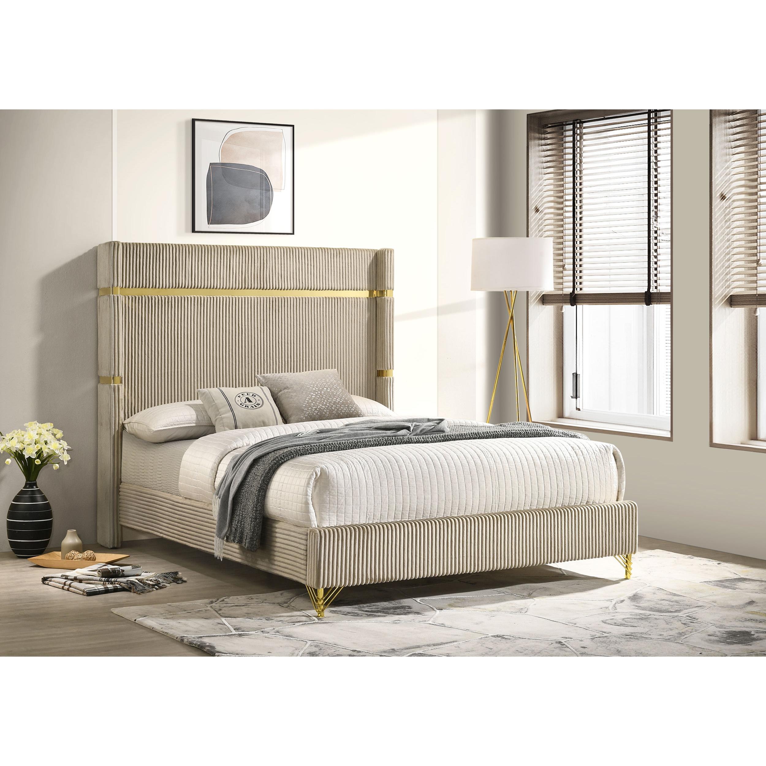  Size_King --  Lucia 224731KE 61-inch Upholstered Eastern King Wingback Bed - Beige IMAGE 2