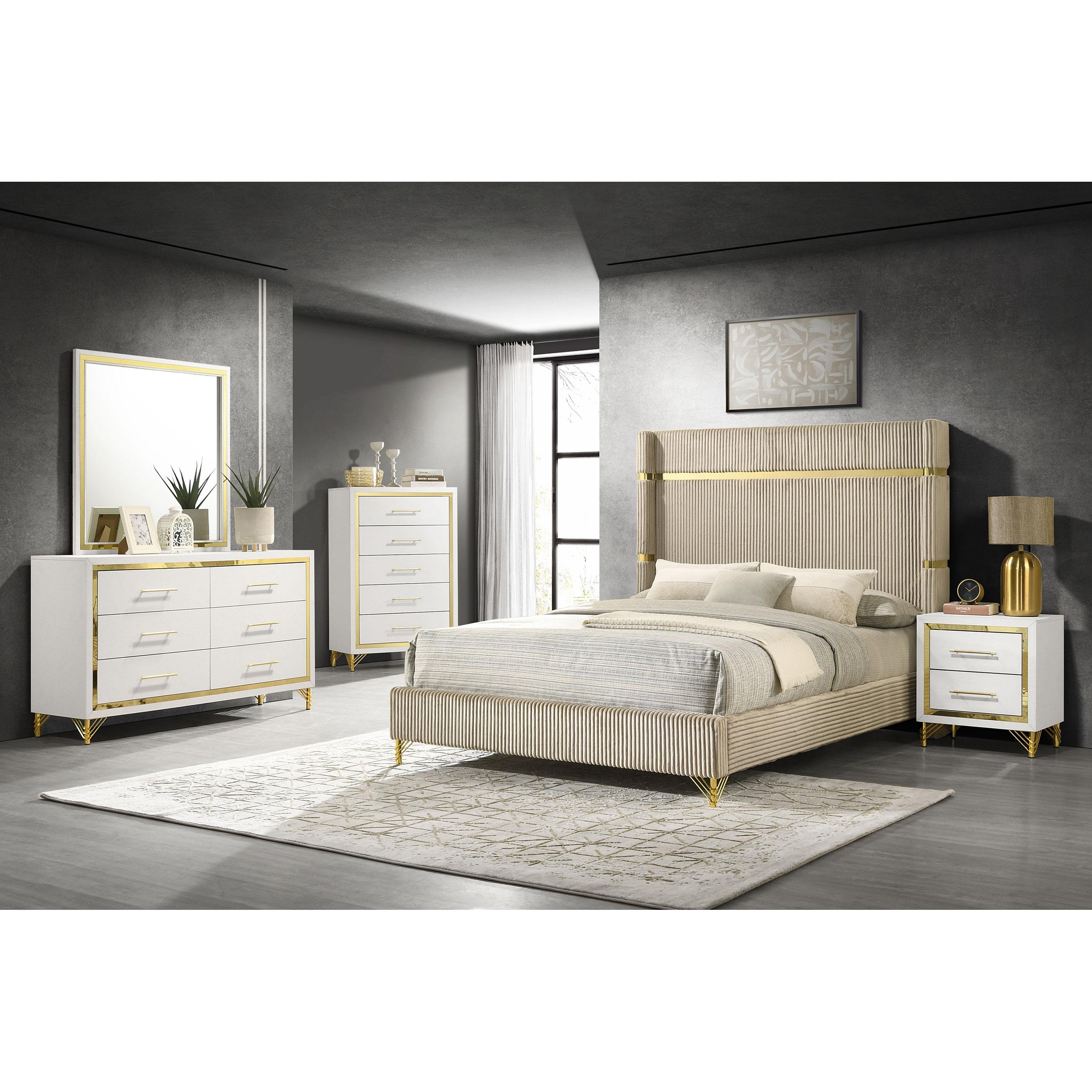  Size_King --  Lucia 224731KE 61-inch Upholstered Eastern King Wingback Bed - Beige IMAGE 5