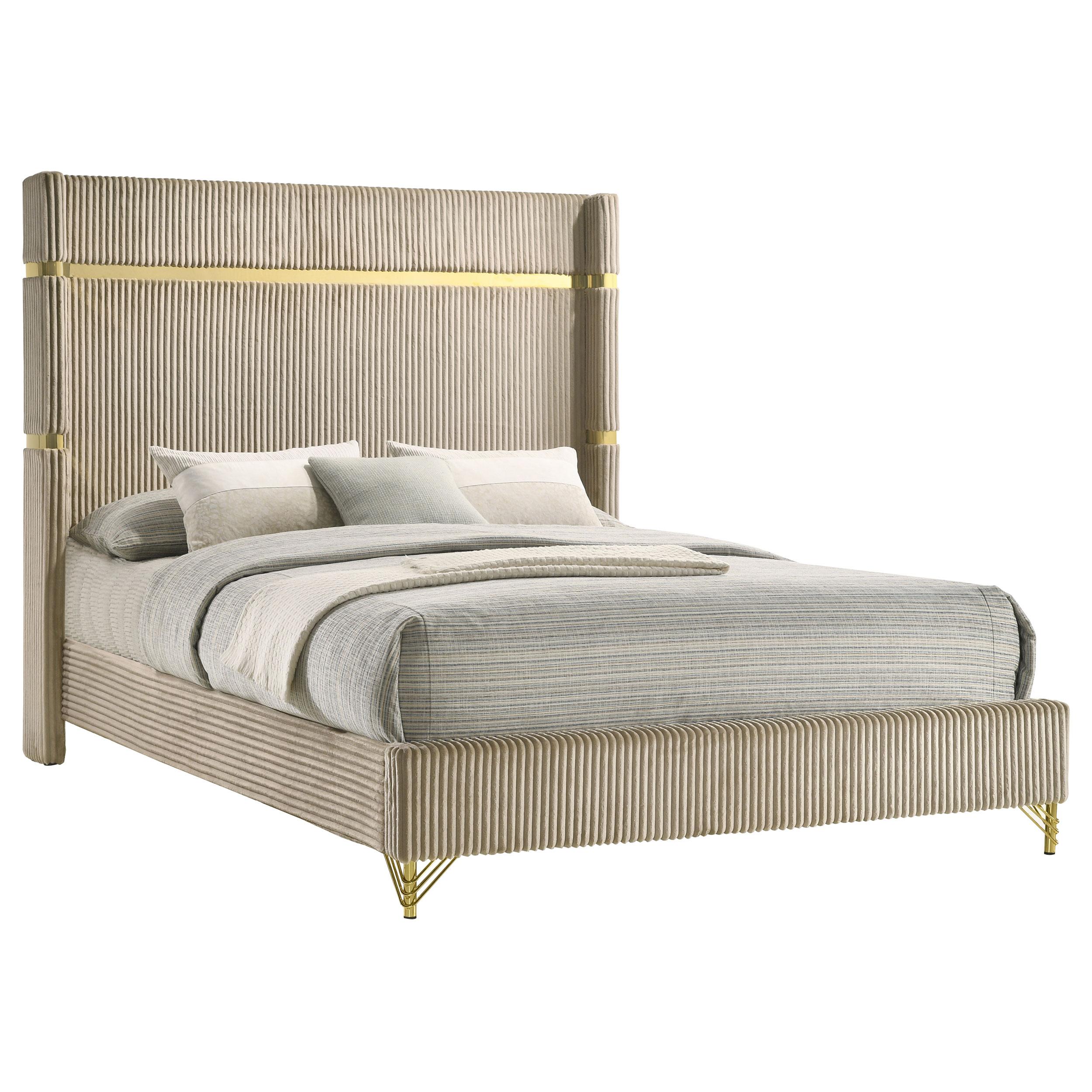  Size_Queen --  Coaster Furniture Lucia Upholstered Panel Bed IMAGE 4