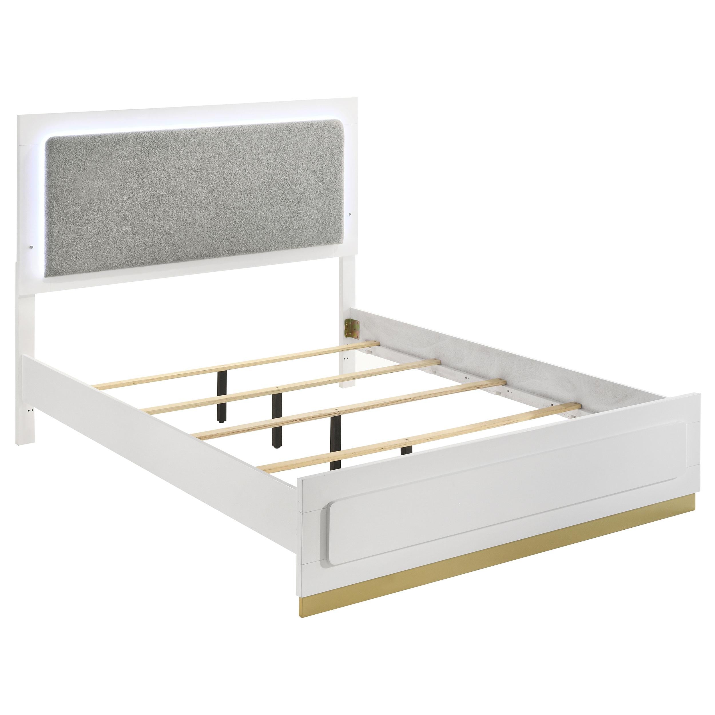  Size_King --  Caraway 224771KE Wood Eastern King LED Panel Bed - White IMAGE 1