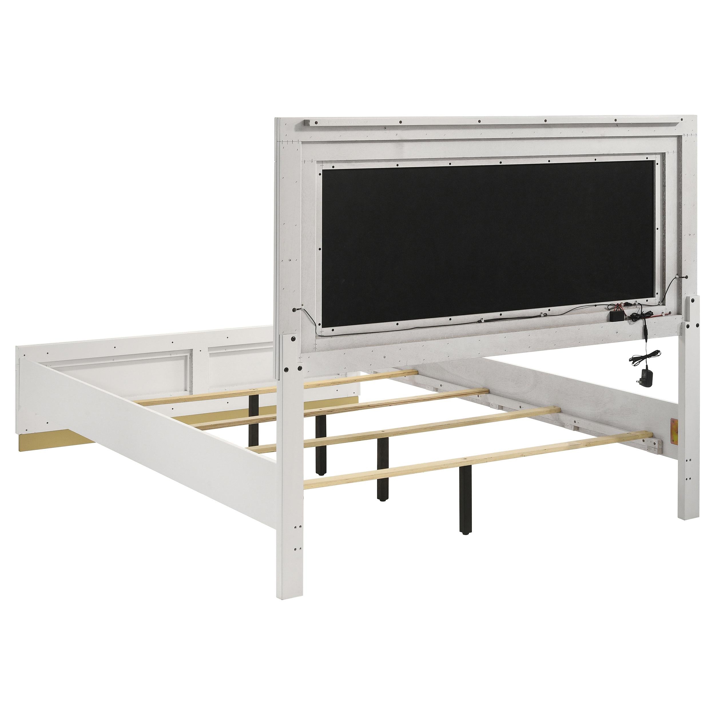  Size_King --  Caraway 224771KE Wood Eastern King LED Panel Bed - White IMAGE 3