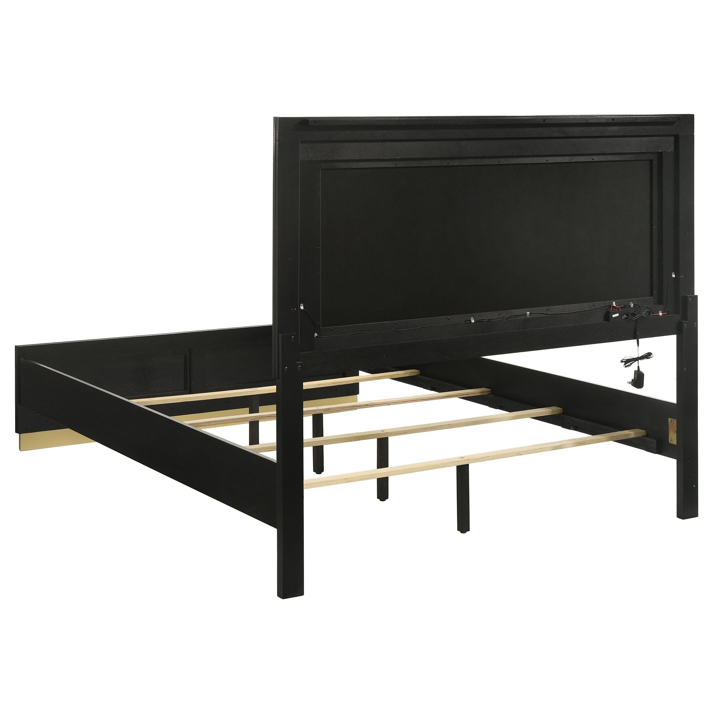  Size_King --  Caraway 224781KE Wood Eastern King LED Panel Bed - Black IMAGE 3
