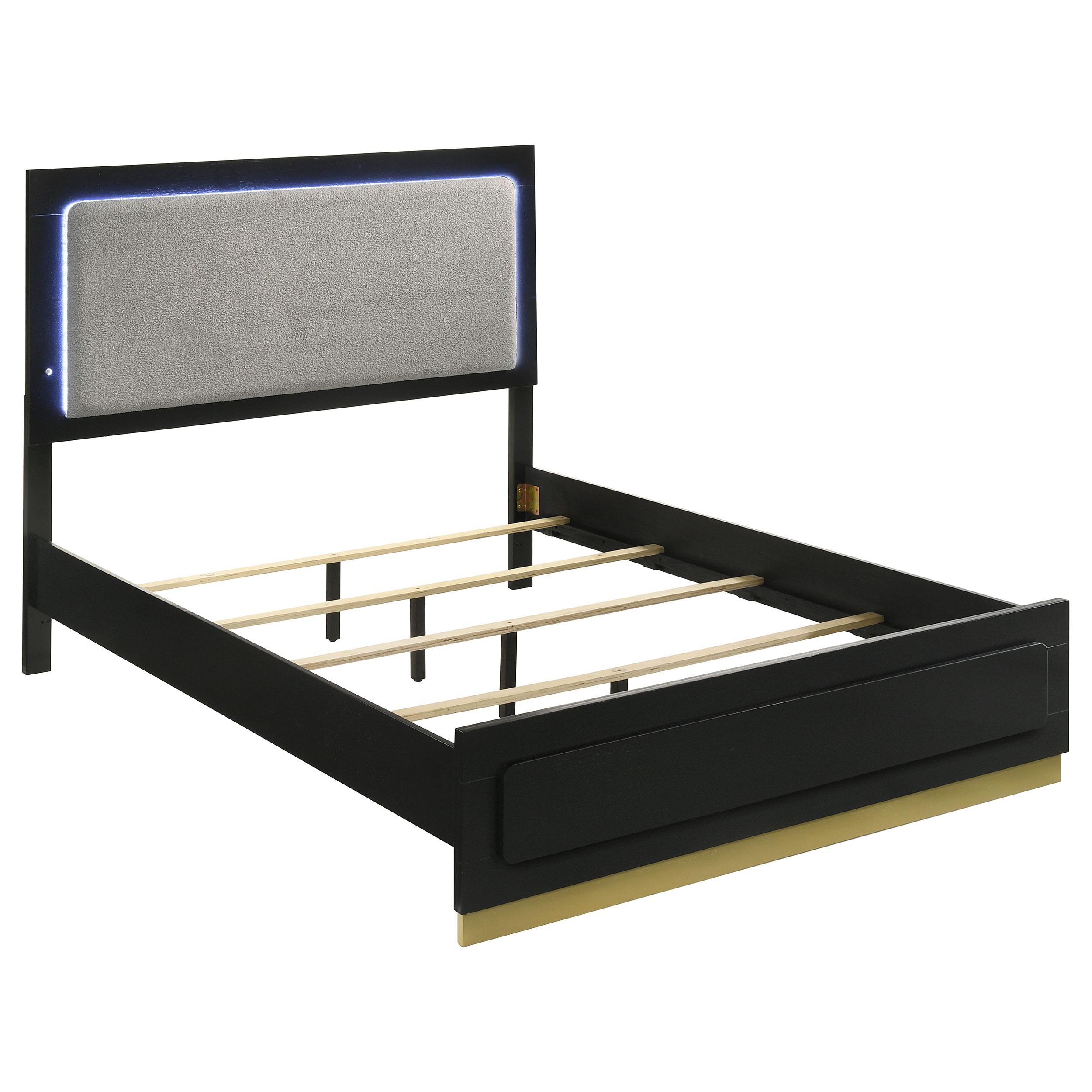  Size_California King --  Caraway 224781KW Wood California King LED Panel Bed - Black IMAGE 1