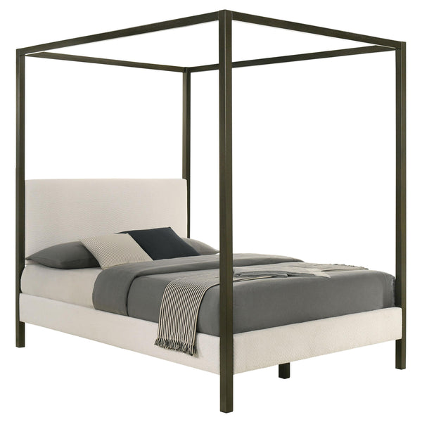 Coaster Furniture Monroe 300834Q Upholstered Queen Canopy Bed - Vanilla