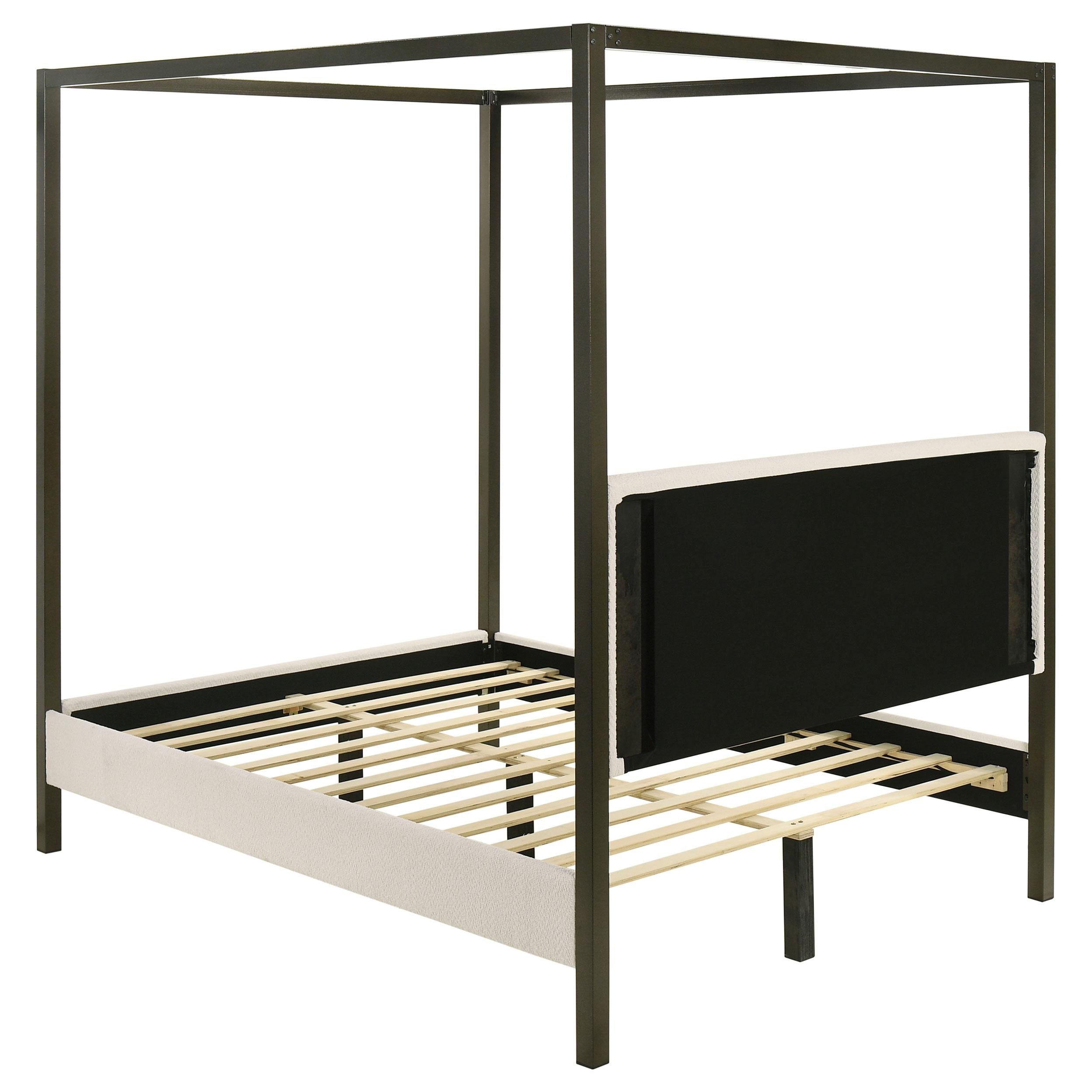  Coaster Furniture Monroe 300834Q Upholstered Queen Canopy Bed - Vanilla IMAGE 4
