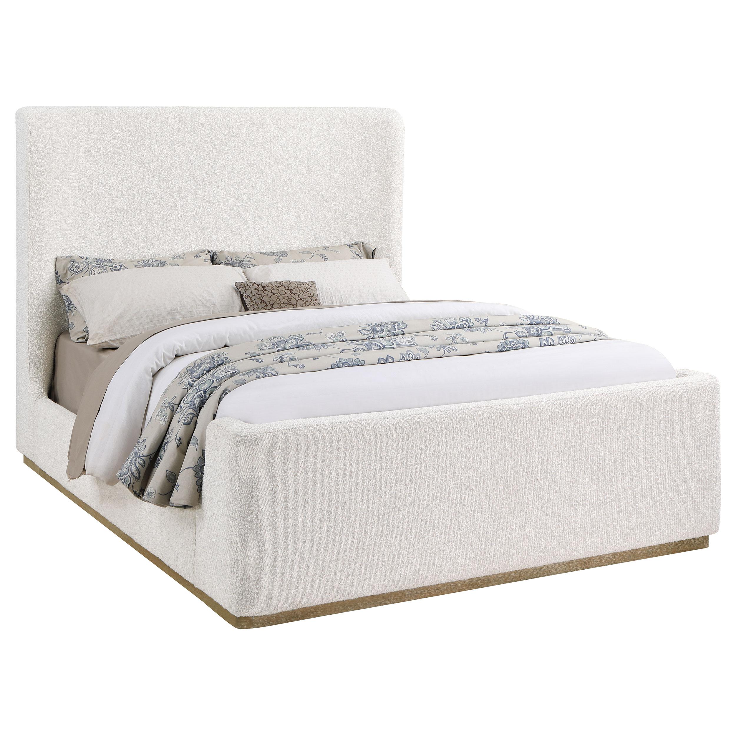  Size_King --  Nala 302046KE Upholstered Eastern King Sleigh Bed - Cream IMAGE 1