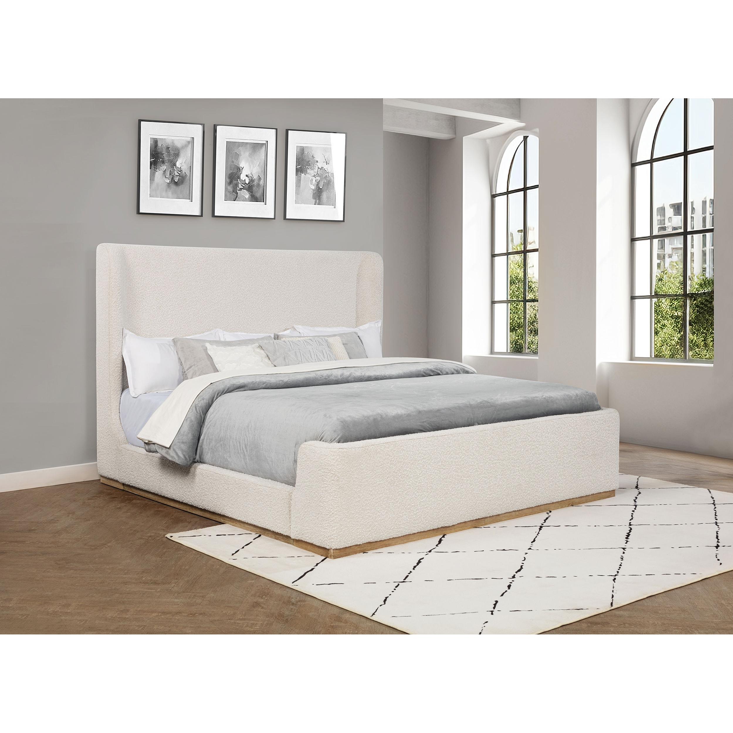  Size_King --  Nala 302046KE Upholstered Eastern King Sleigh Bed - Cream IMAGE 2