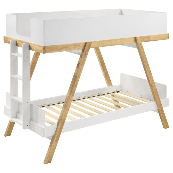Coaster Furniture Frankie 460570T Wood Twin Over Twin Bunk Bed - White and Natural