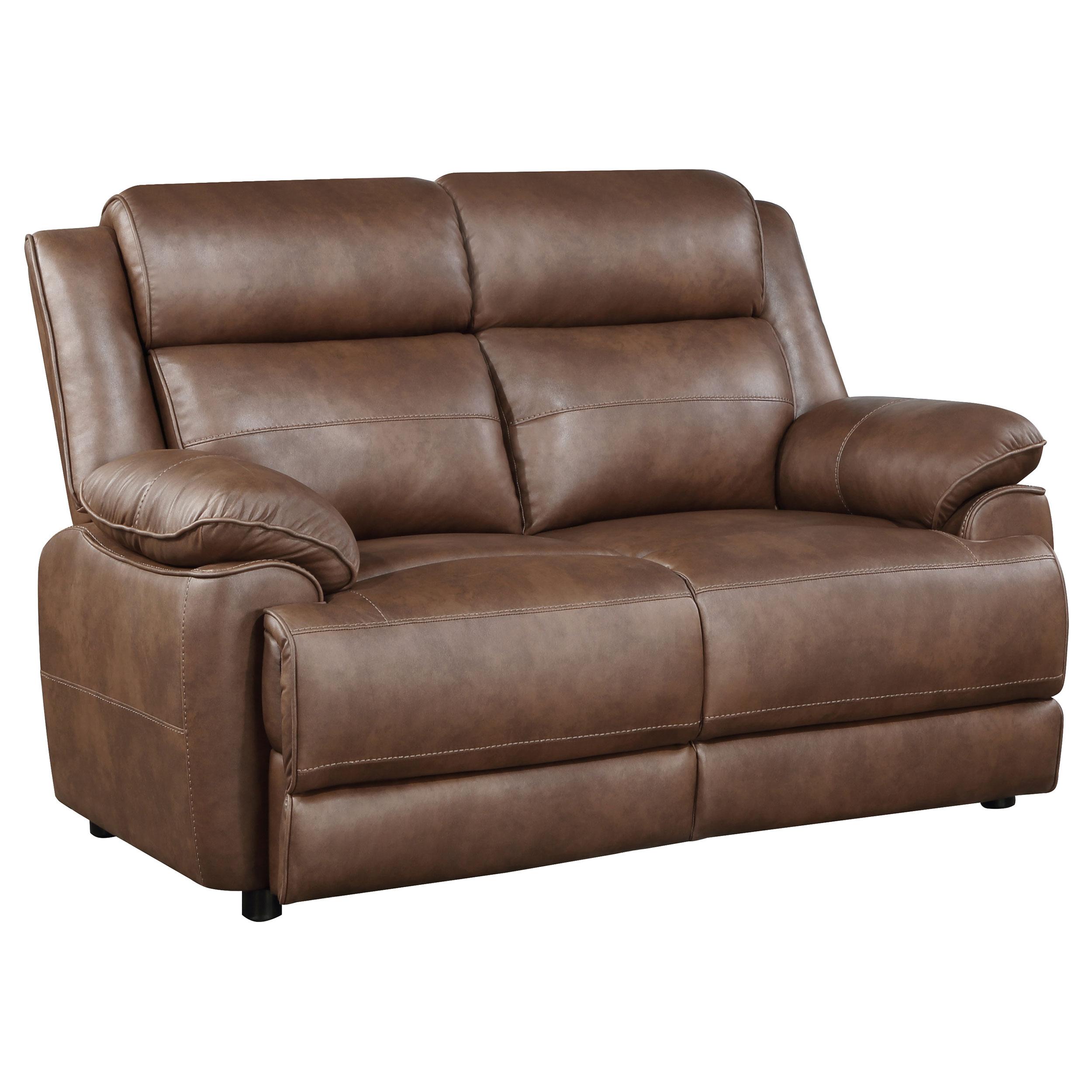  Coaster Furniture Ellington 508282 Upholstered Padded Arm Loveseat - Dark Brown IMAGE 1