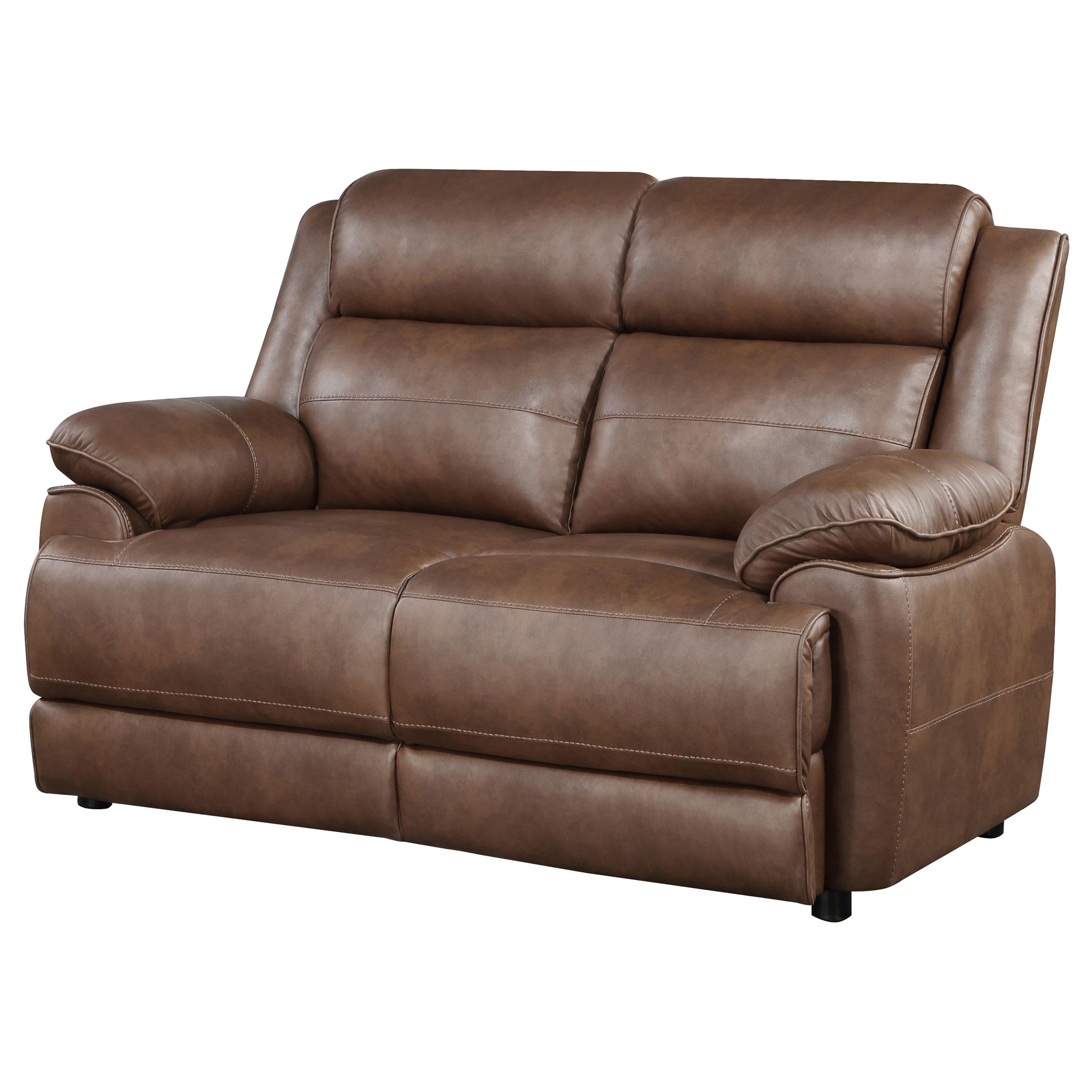  Coaster Furniture Ellington 508282 Upholstered Padded Arm Loveseat - Dark Brown IMAGE 4
