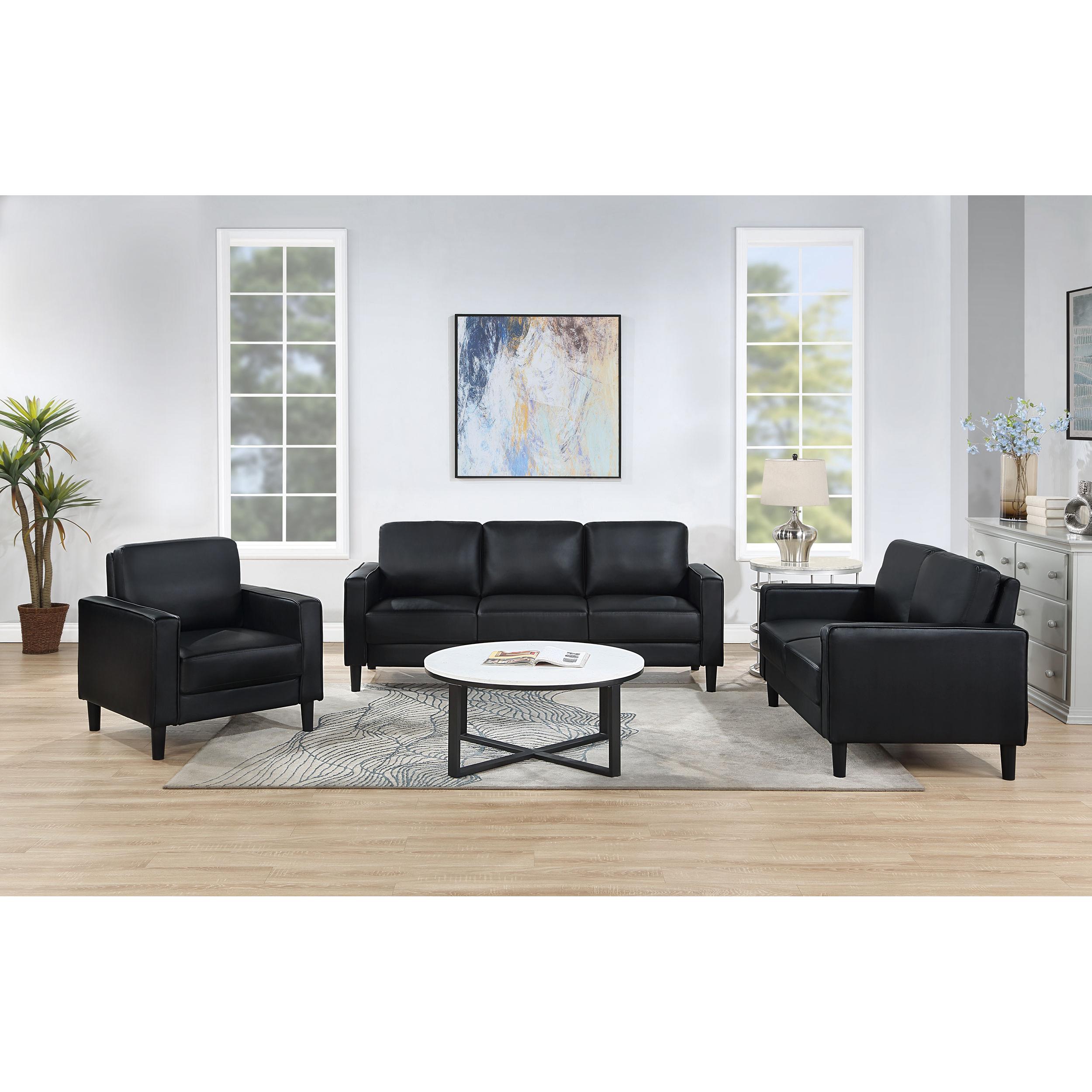  Coaster Furniture Ruth 508362 Upholstered Track Arm Loveseat - Black IMAGE 9