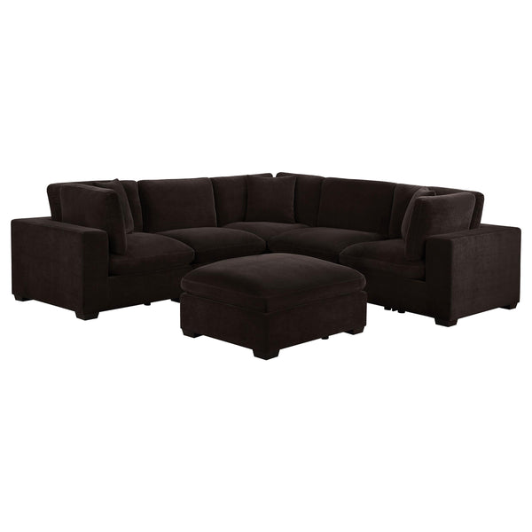 Coaster Furniture Lakeview 551464-SETA 5 pc Upholstered Modular Sectional Sofa - Dark Chocolate