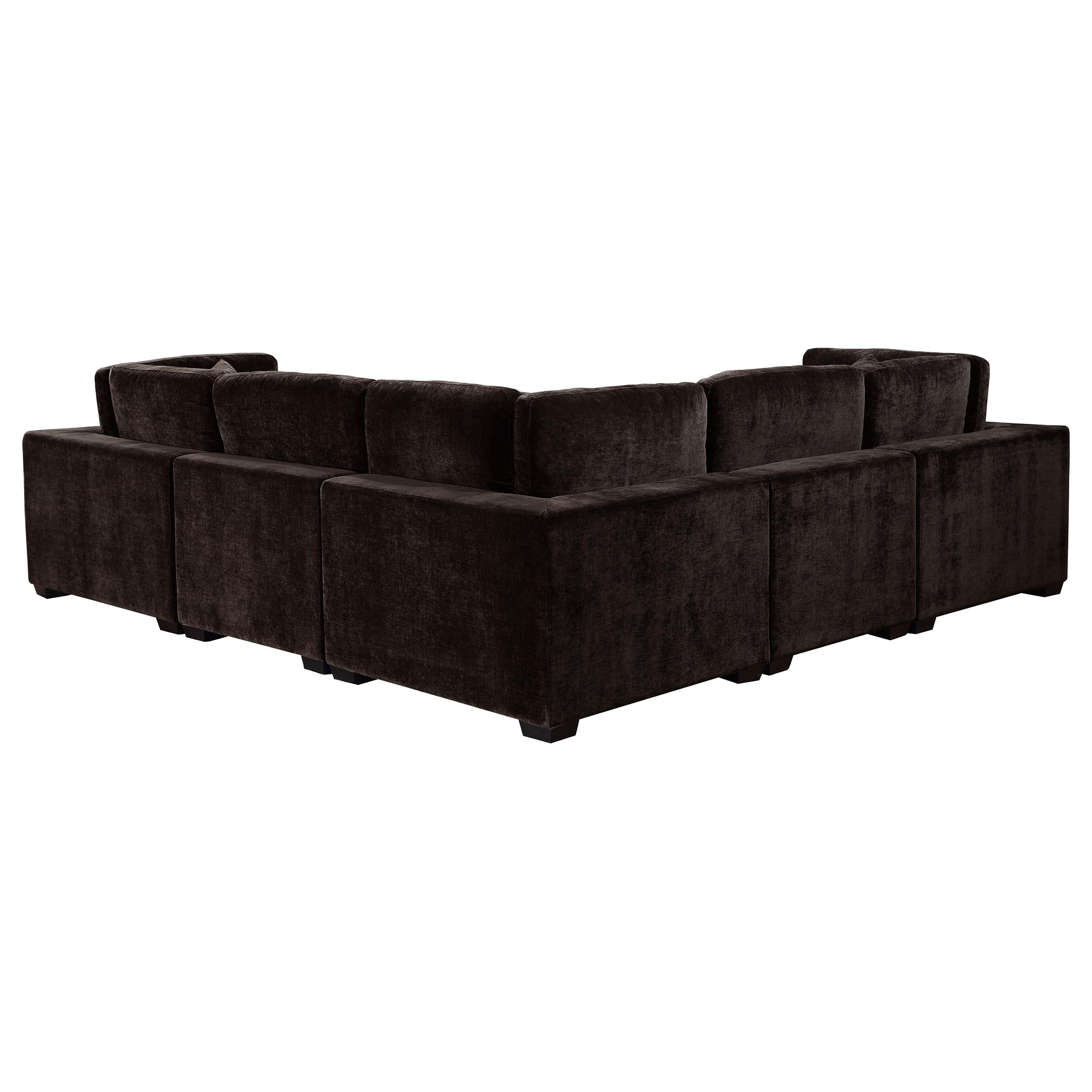  Coaster Furniture Lakeview 551464-SETA 5 pc Upholstered Modular Sectional Sofa - Dark Chocolate IMAGE 4