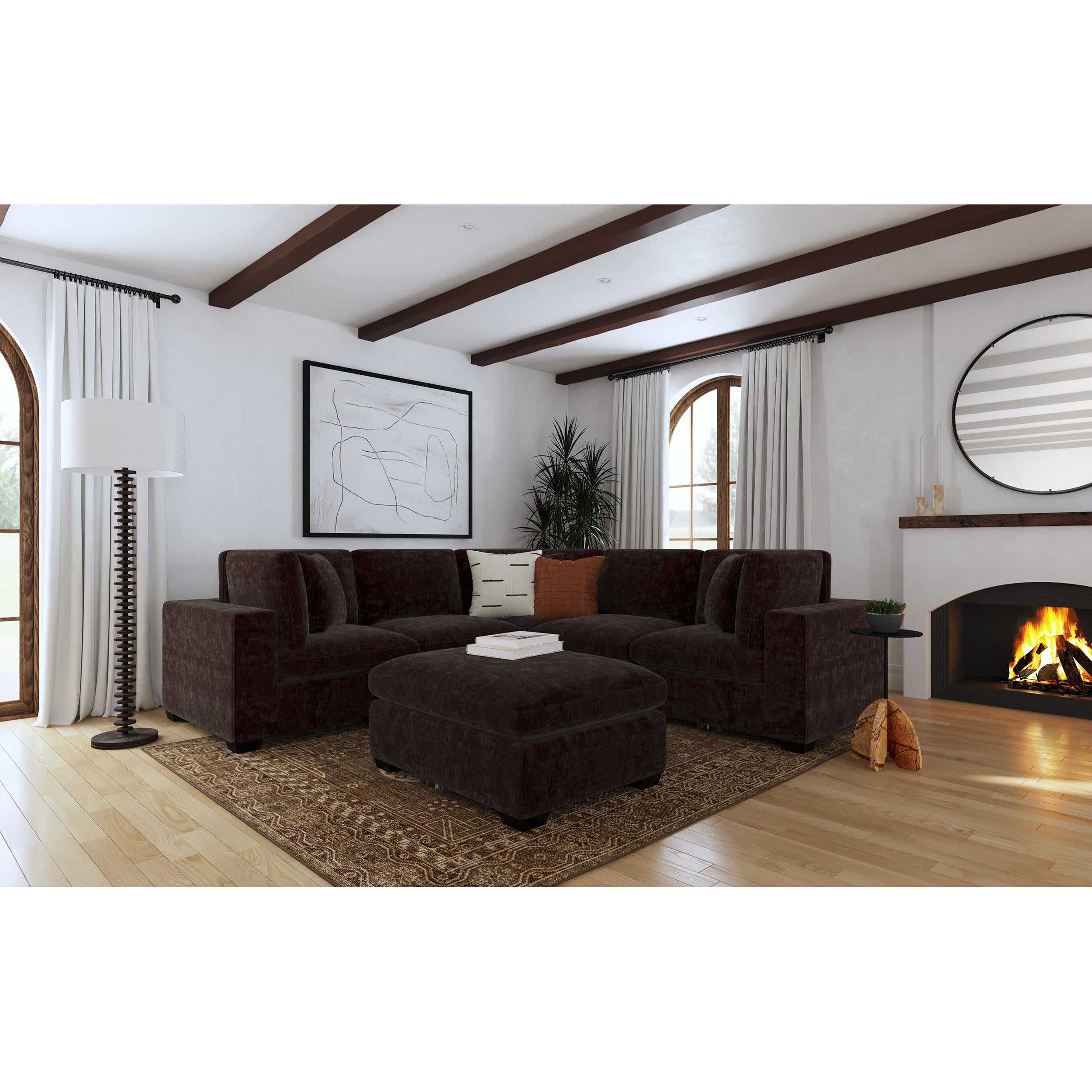  Coaster Furniture Lakeview 551464-SETA 5 pc Upholstered Modular Sectional Sofa - Dark Chocolate IMAGE 5