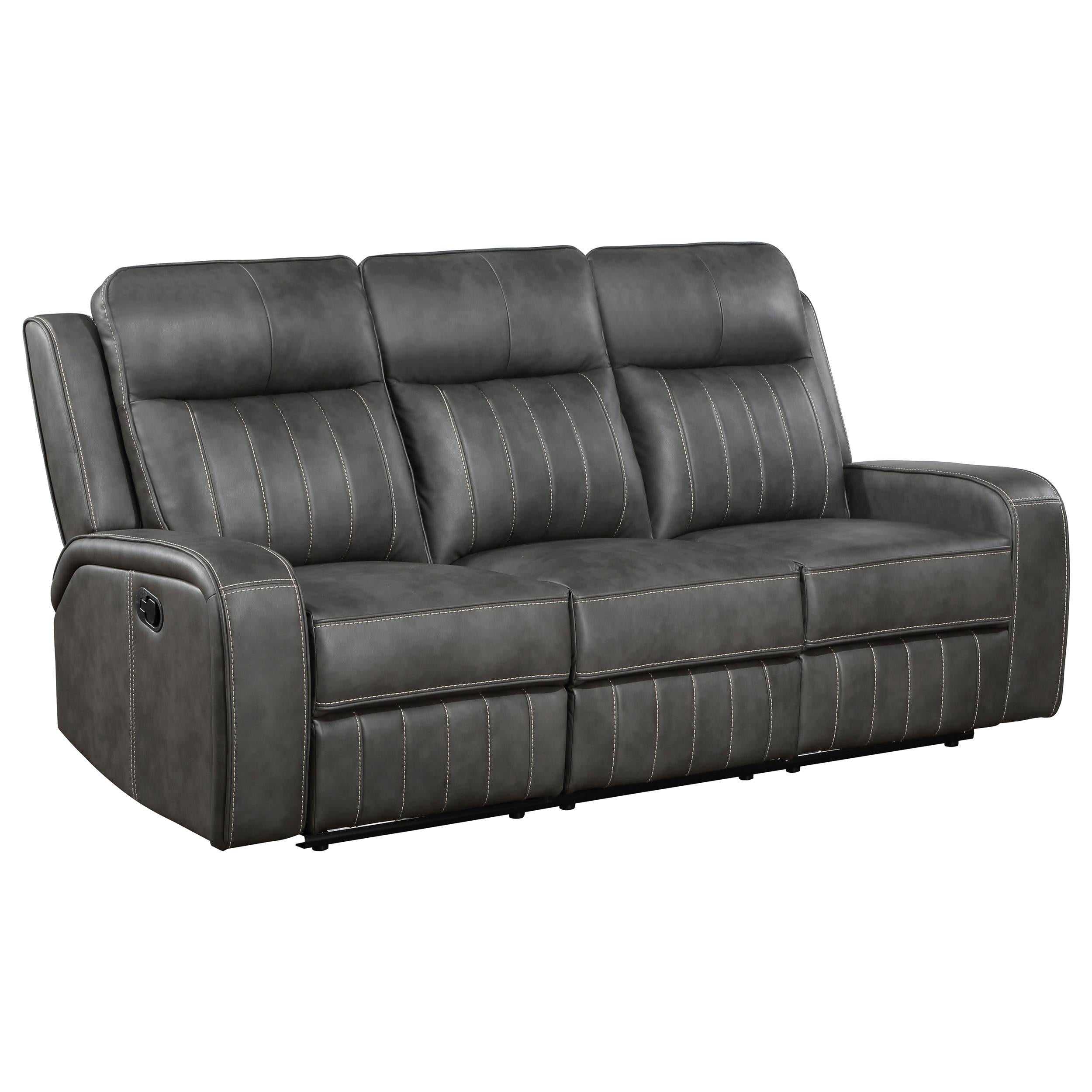  Coaster Furniture Raelynn 603191 Upholstered Track Arm Motion Sofa - Grey IMAGE 1