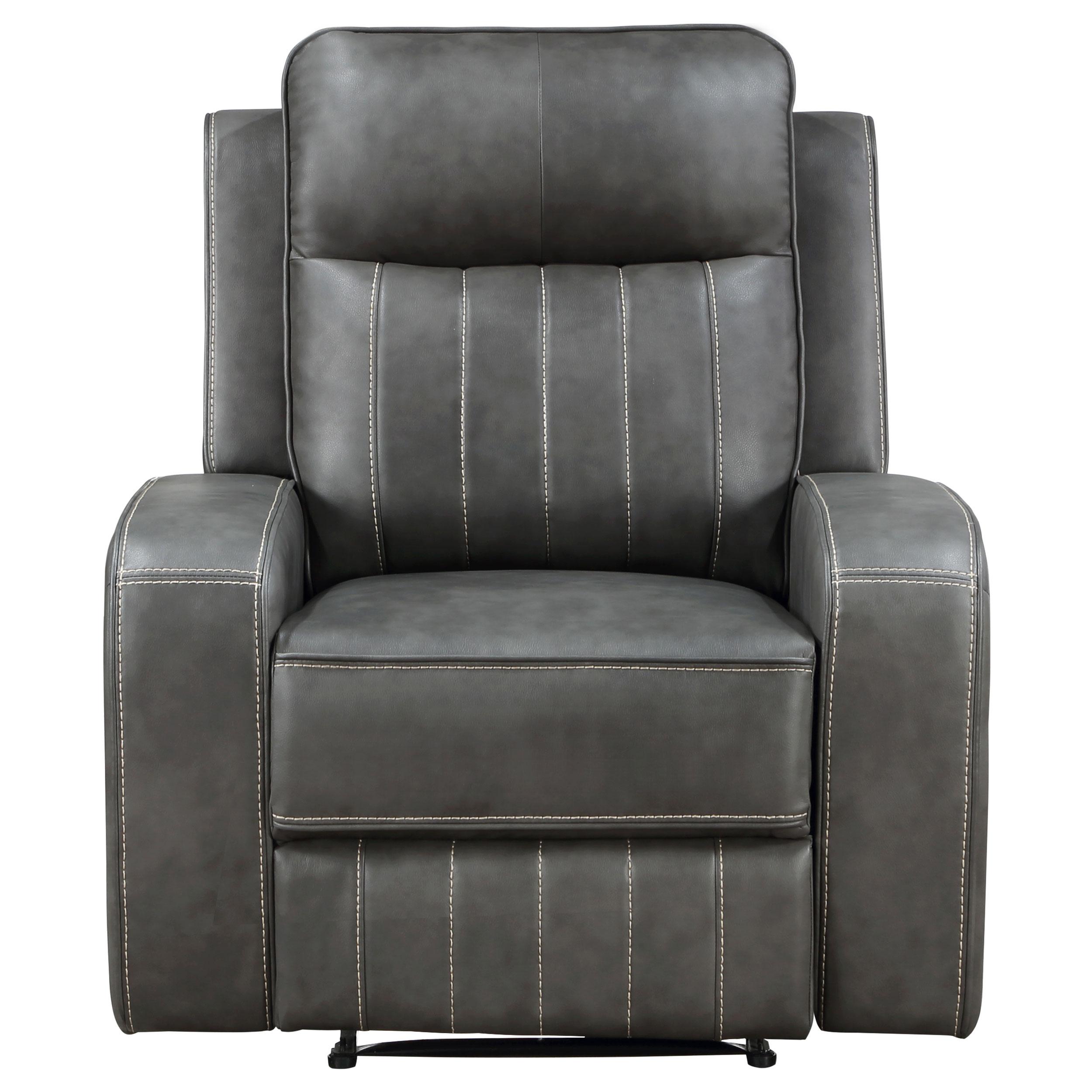  Coaster Furniture Raelynn 603193 Upholstered Track Arm Recliner - Grey IMAGE 5