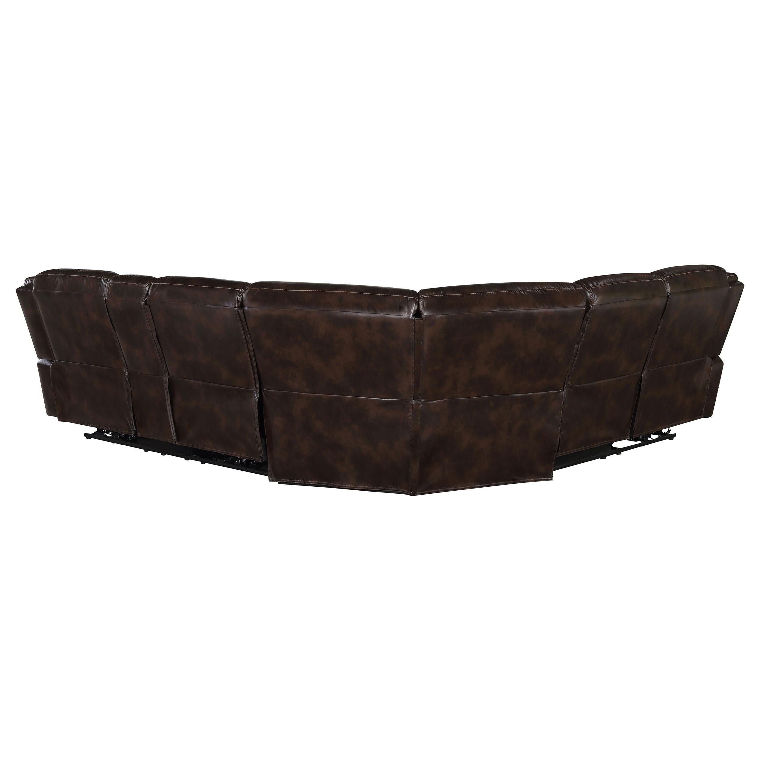 Coaster Furniture Sycamore 610190P Upholstered Power Reclining Sectional Sofa - Brown IMAGE 7