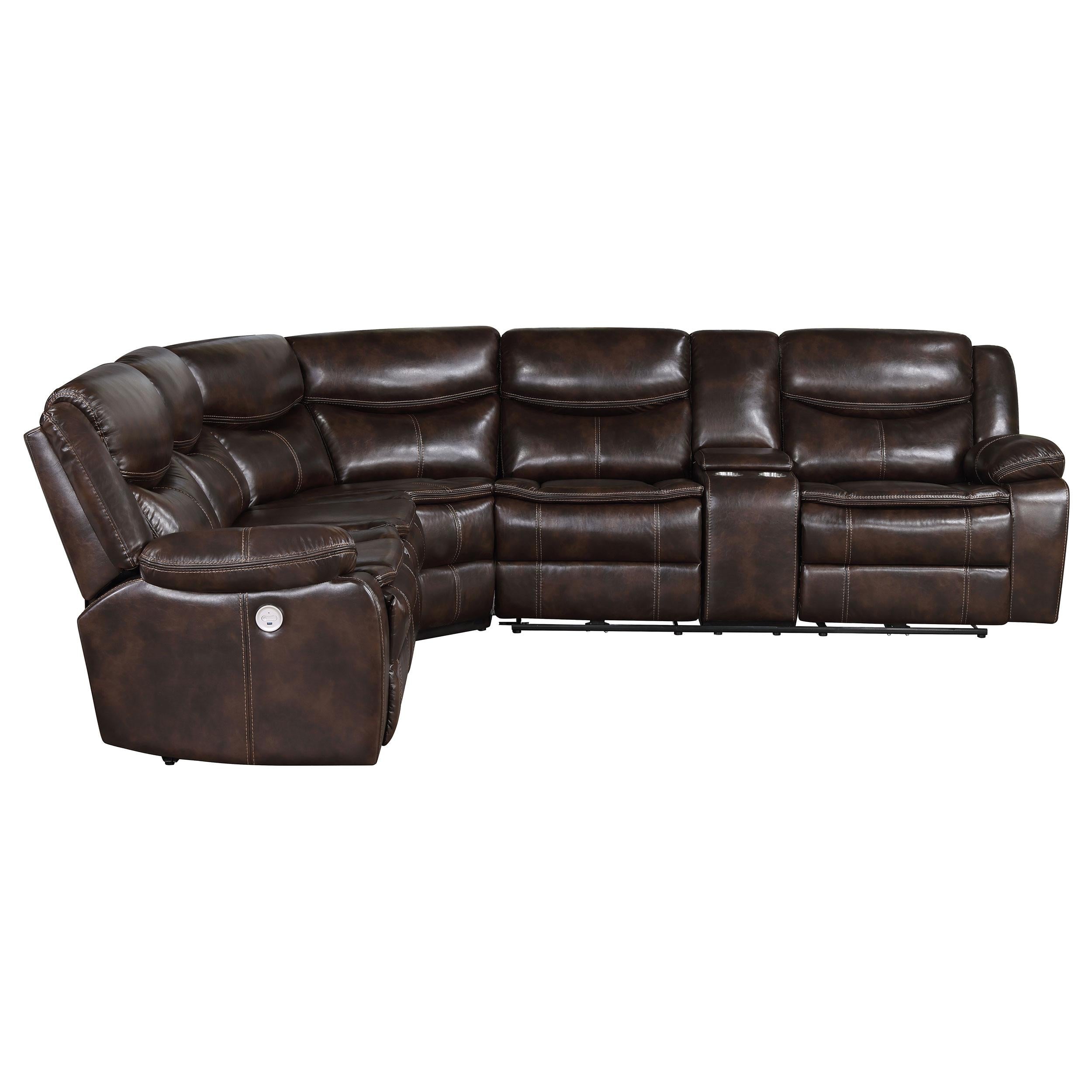  Coaster Furniture Sycamore 610200P Upholstered Power Reclining Sectional Sofa - Grey IMAGE 4