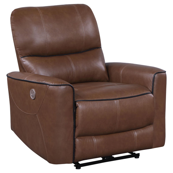 Coaster Furniture Greenfield 610266P Upholstered Power Recliner Chair - Saddle Brown