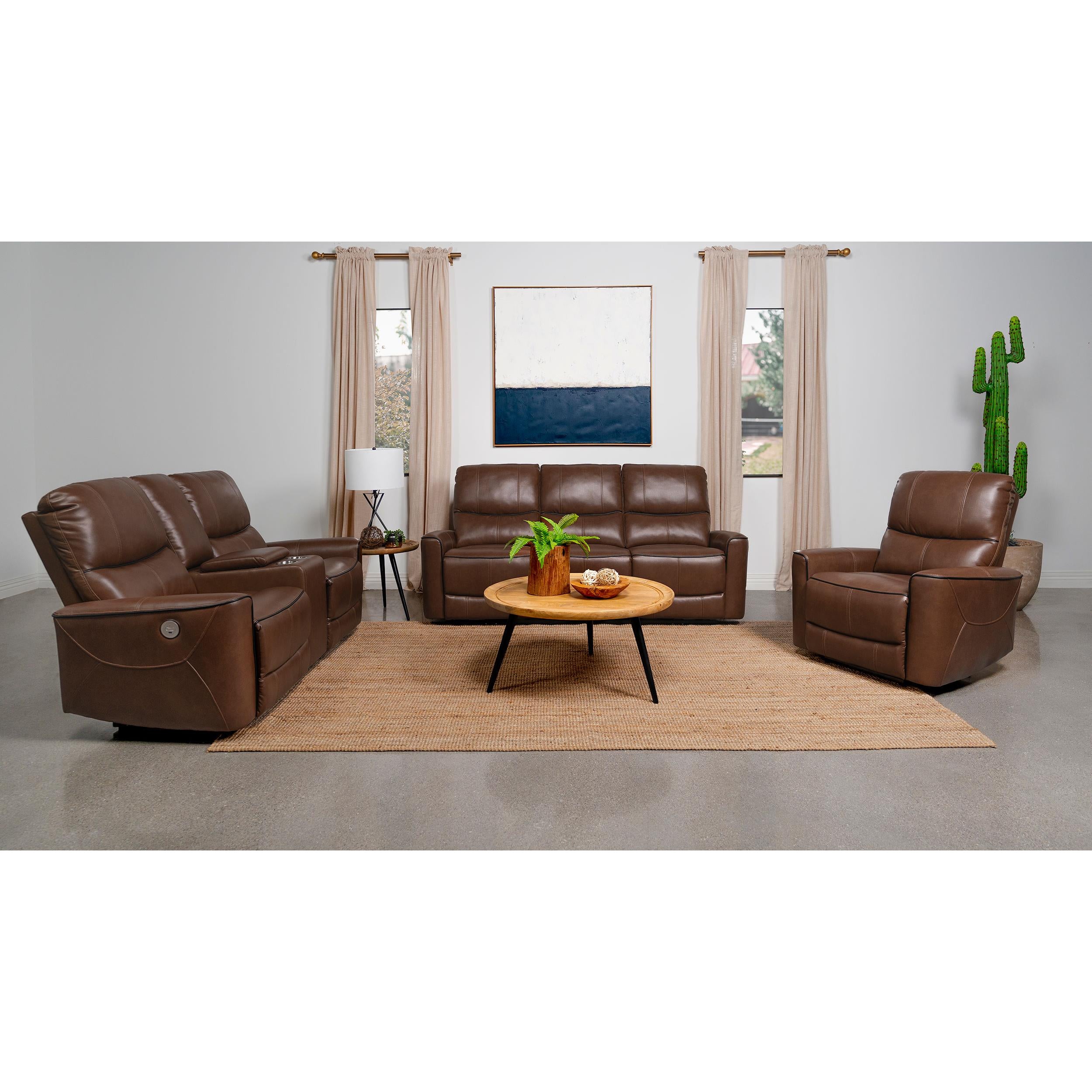 Coaster Furniture Greenfield 610266P Upholstered Power Recliner Chair - Saddle Brown IMAGE 8