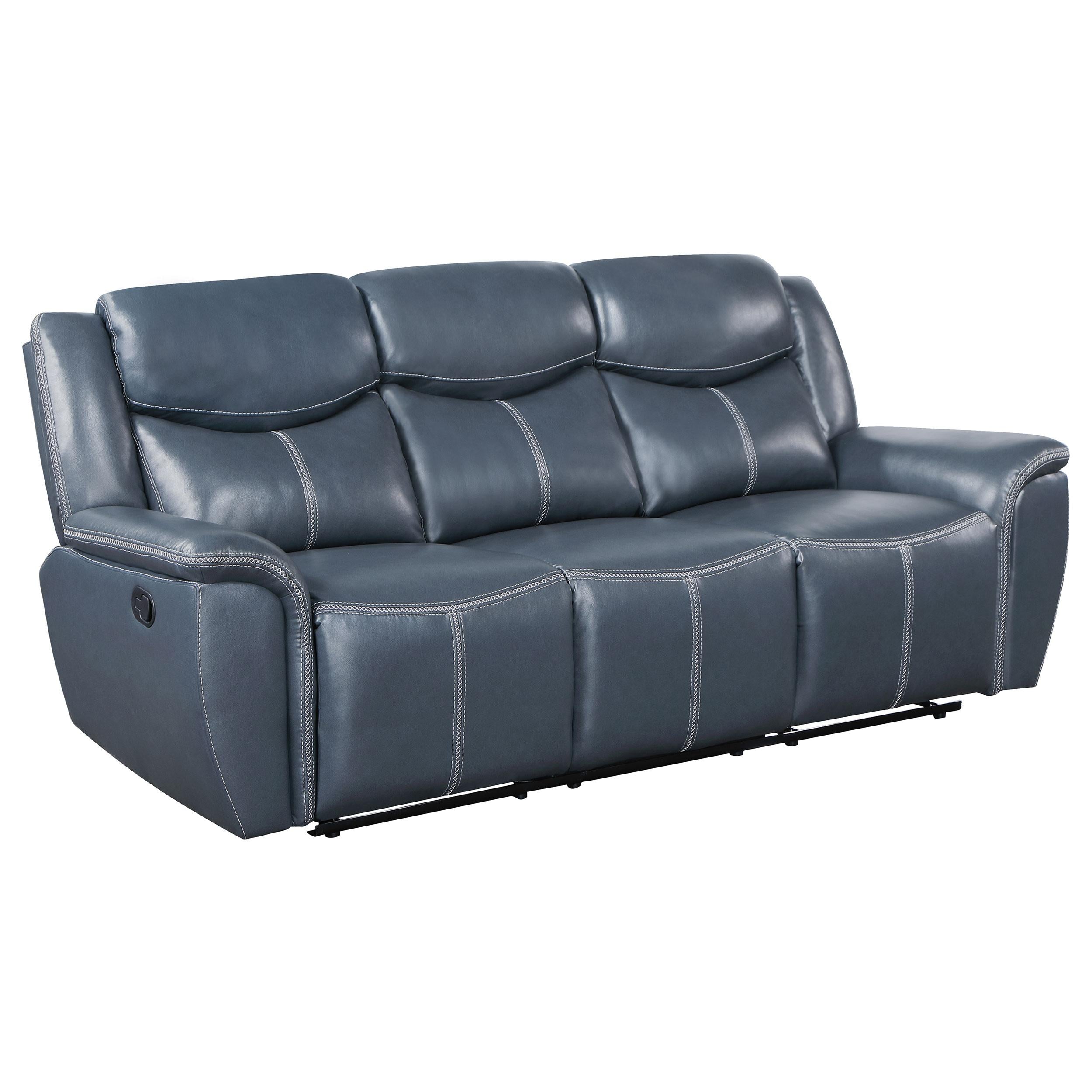  Coaster Furniture Sloane 610271 Upholstered Padded Arm Reclining Sofa - Blue IMAGE 1