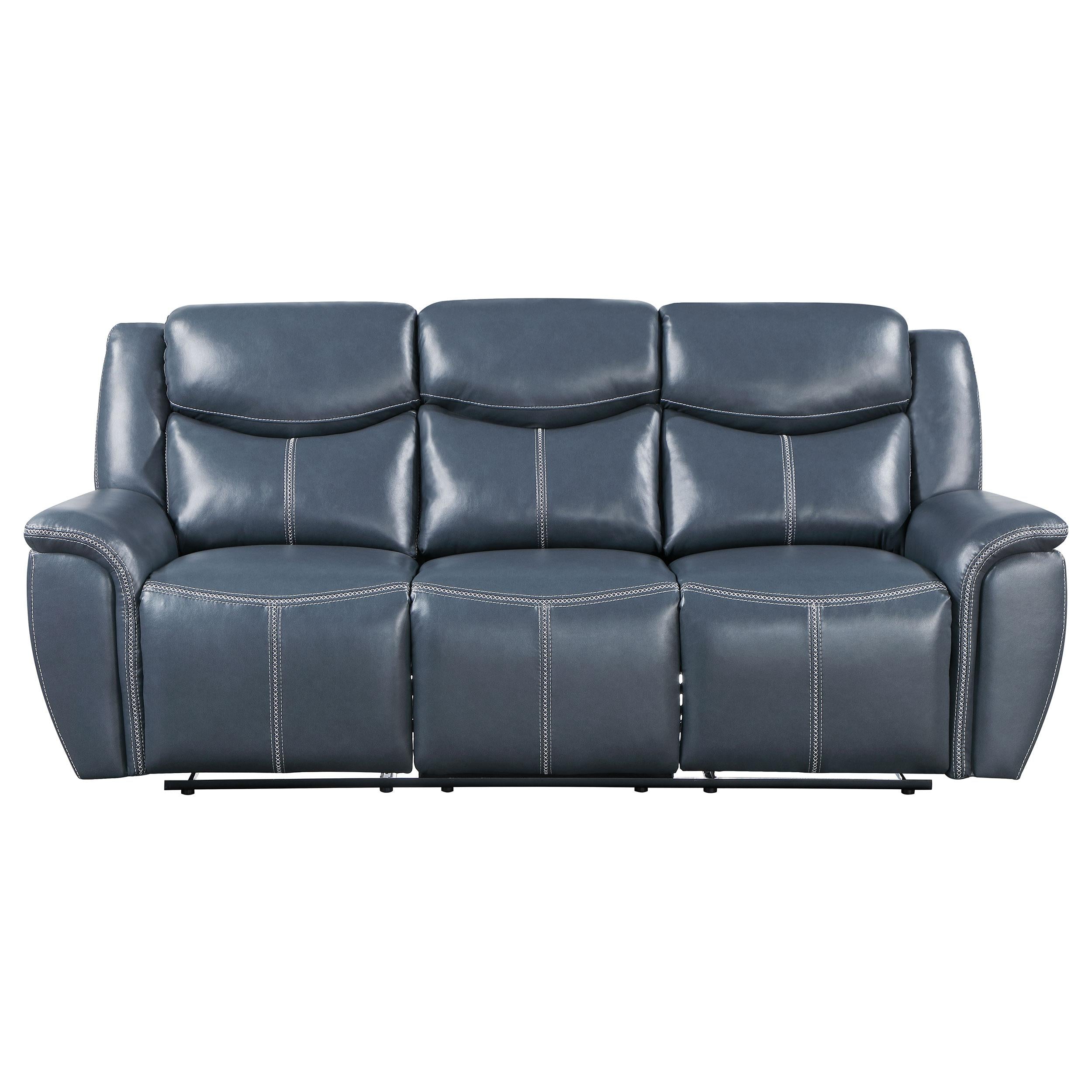  Coaster Furniture Sloane 610271 Upholstered Padded Arm Reclining Sofa - Blue IMAGE 4