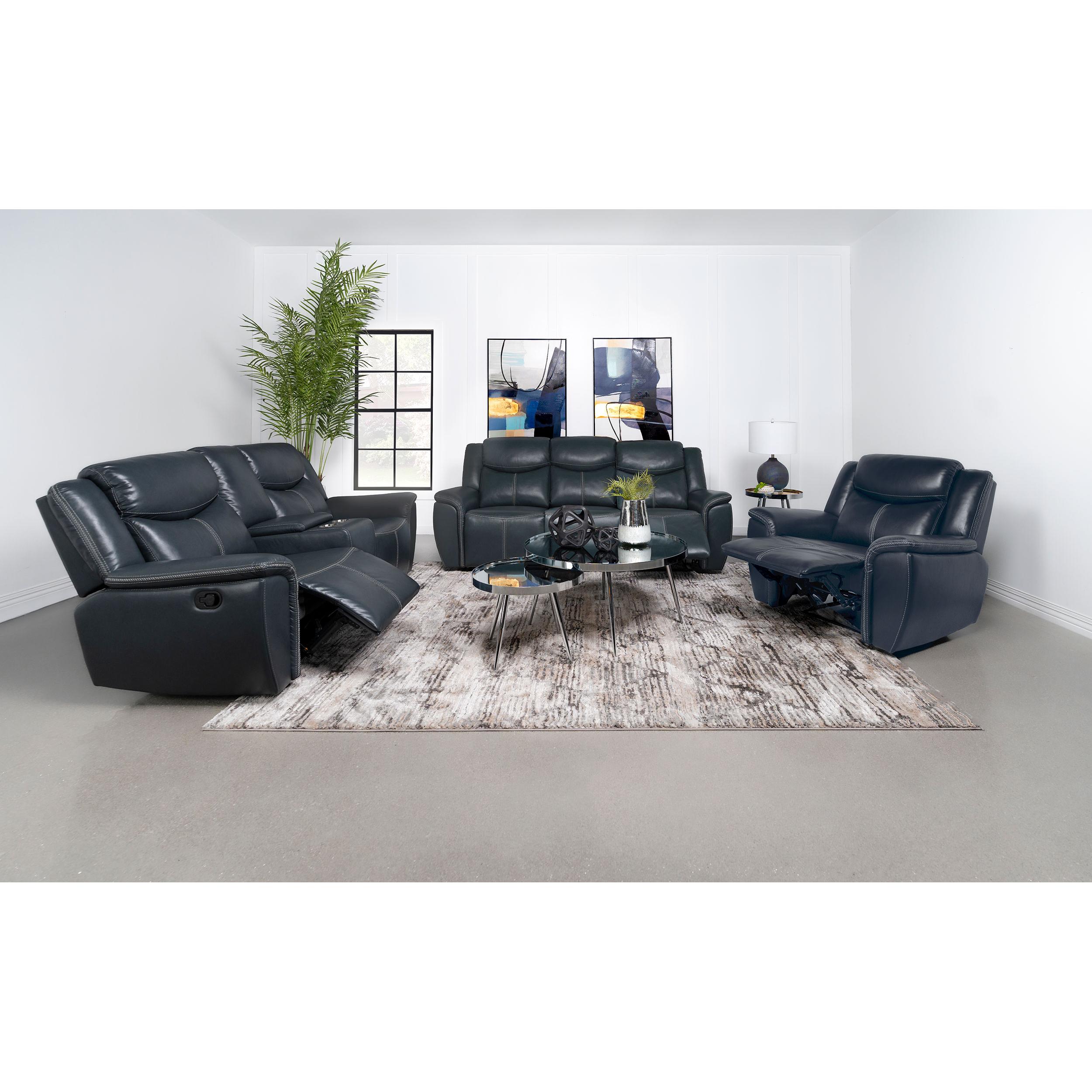  Coaster Furniture Sloane 610271 Upholstered Padded Arm Reclining Sofa - Blue IMAGE 9