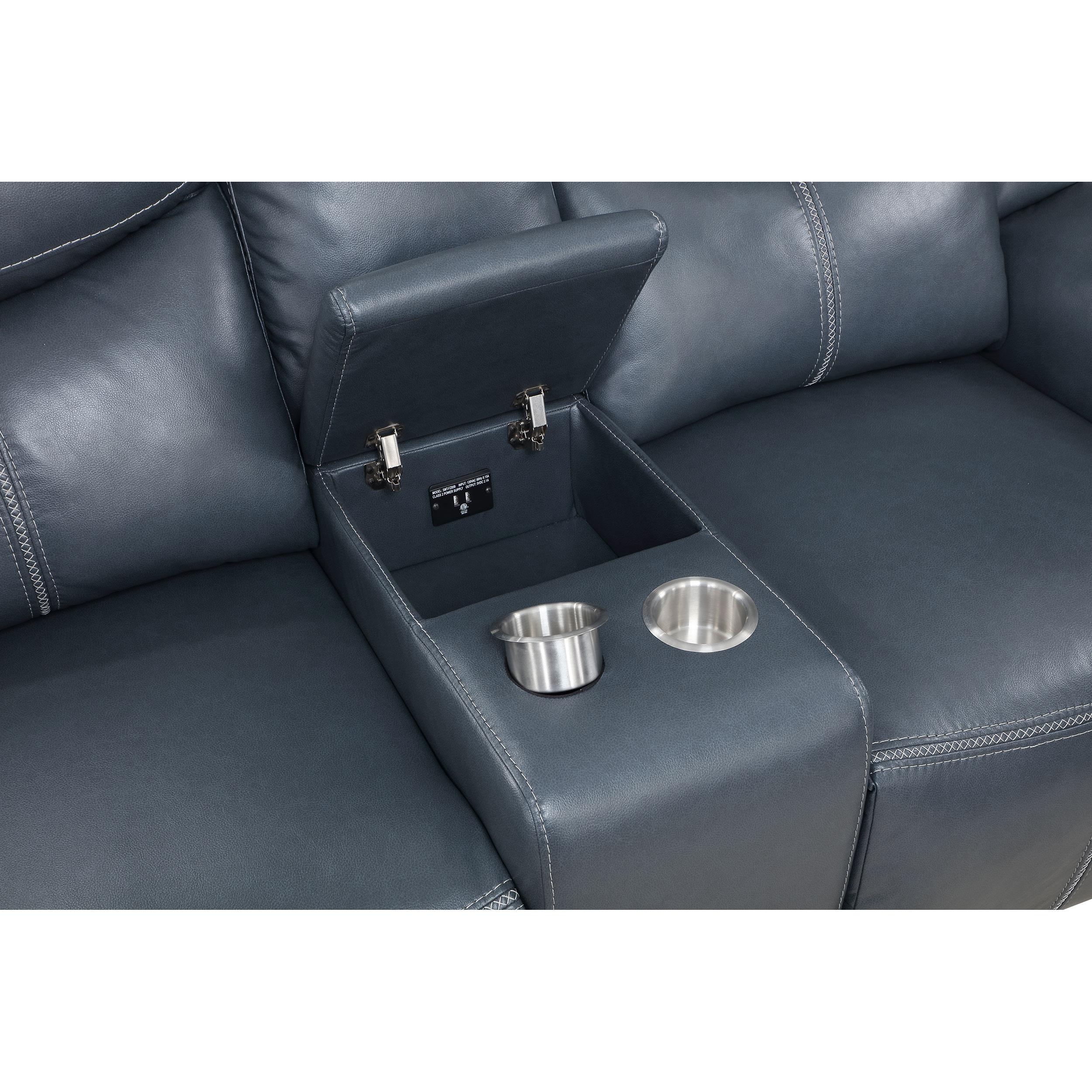  Coaster Furniture Sloane 610272 Upholstered Padded Arm Reclining Loveseat - Blue IMAGE 10