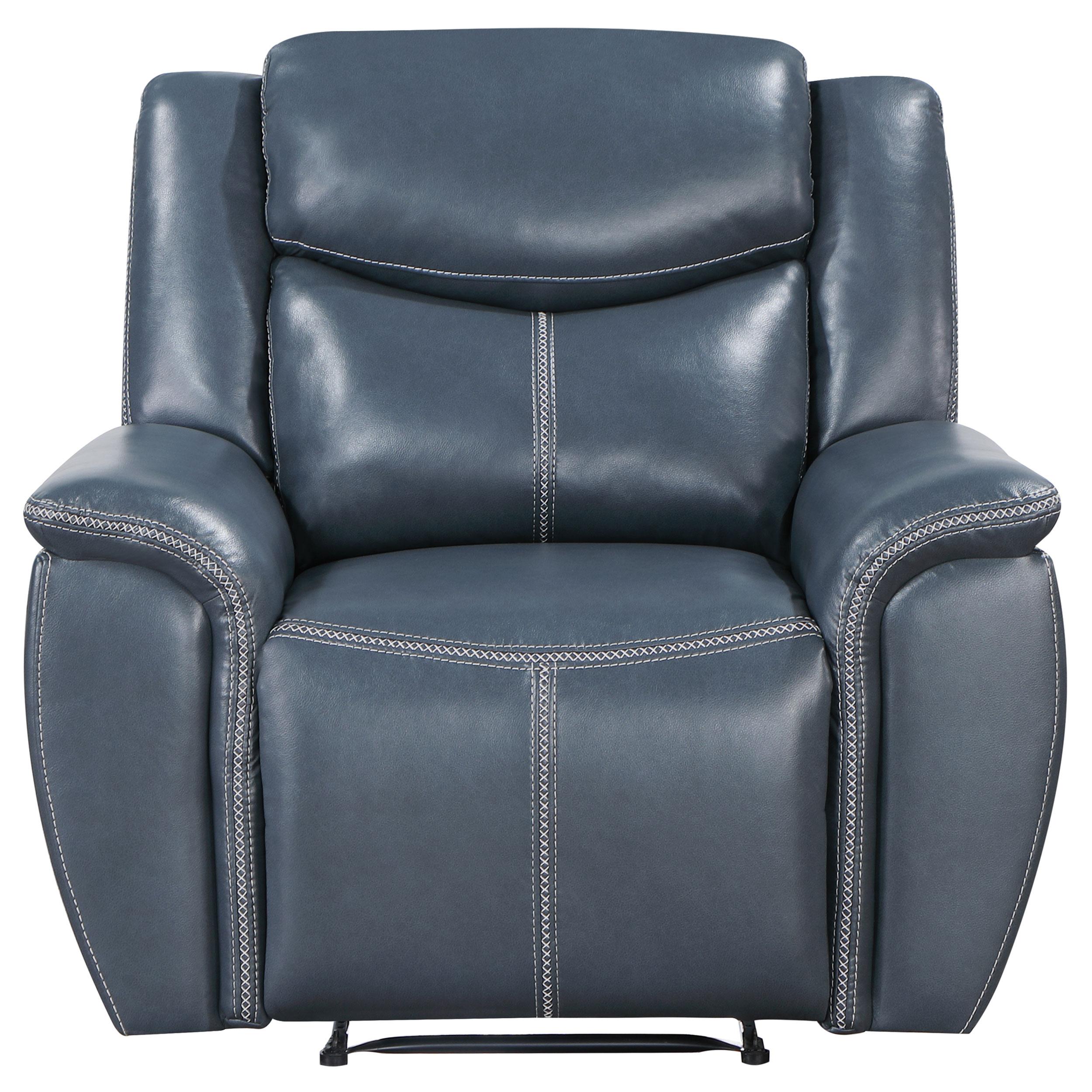  Coaster Furniture Sloane 610273 Upholstered Padded Arm Recliner Chair - Blue IMAGE 4