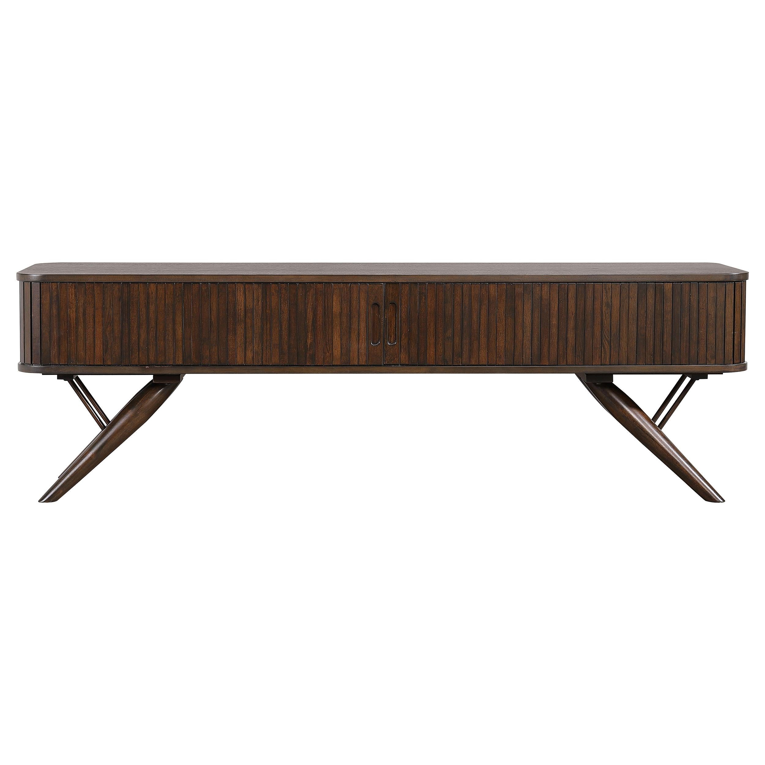  Coaster Furniture Valna 701713 Wood 71" TV Stand with Sliding Doors - Walnut IMAGE 4