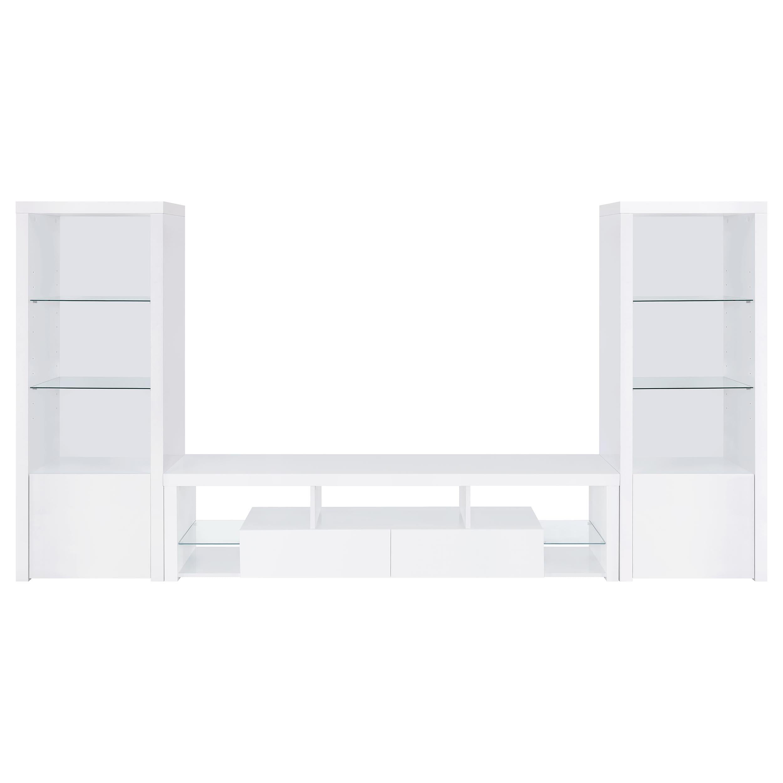  Coaster Furniture Jude 704251-SET 3-Piece Entertainment Center with 71" TV Stand - White High Gloss IMAGE 1