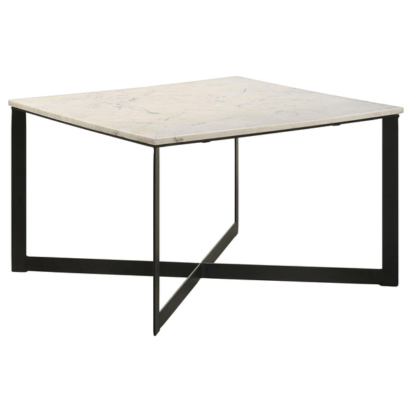 Coaster Furniture Tobin 707698 Square Marble Top Coffee Table - White and Black