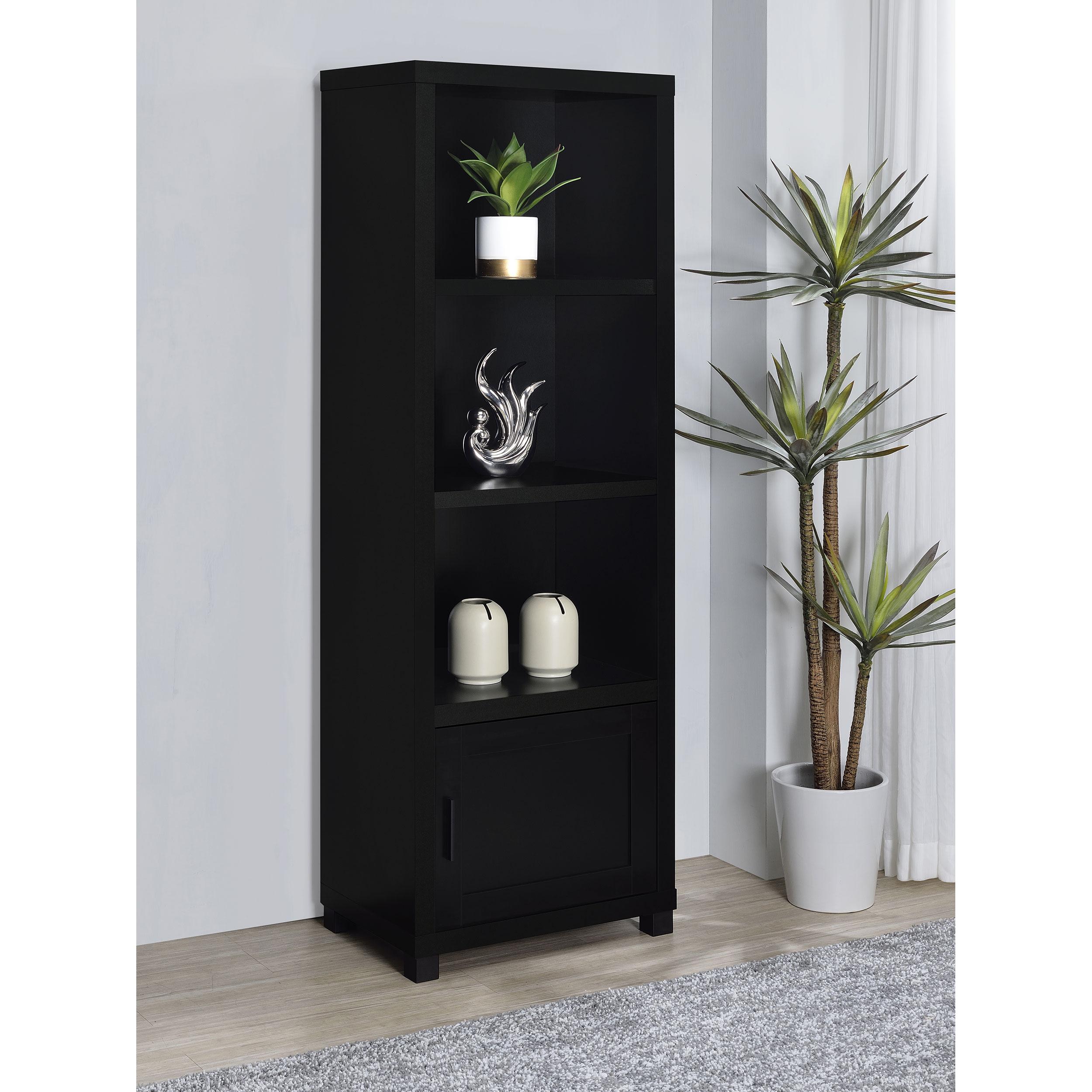  Coaster Furniture Jupiter 707756 3-shelf Engineered Wood Media Tower - Black IMAGE 2
