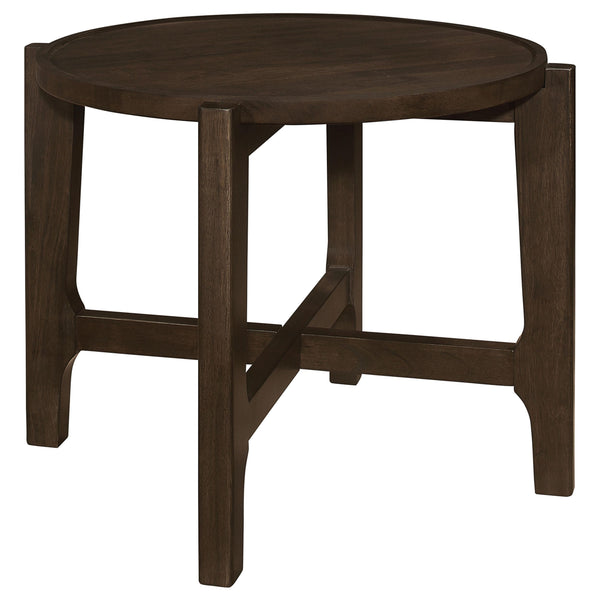 Coaster Furniture Cota 708287 Round Solid Wood End Table - Dark Brown