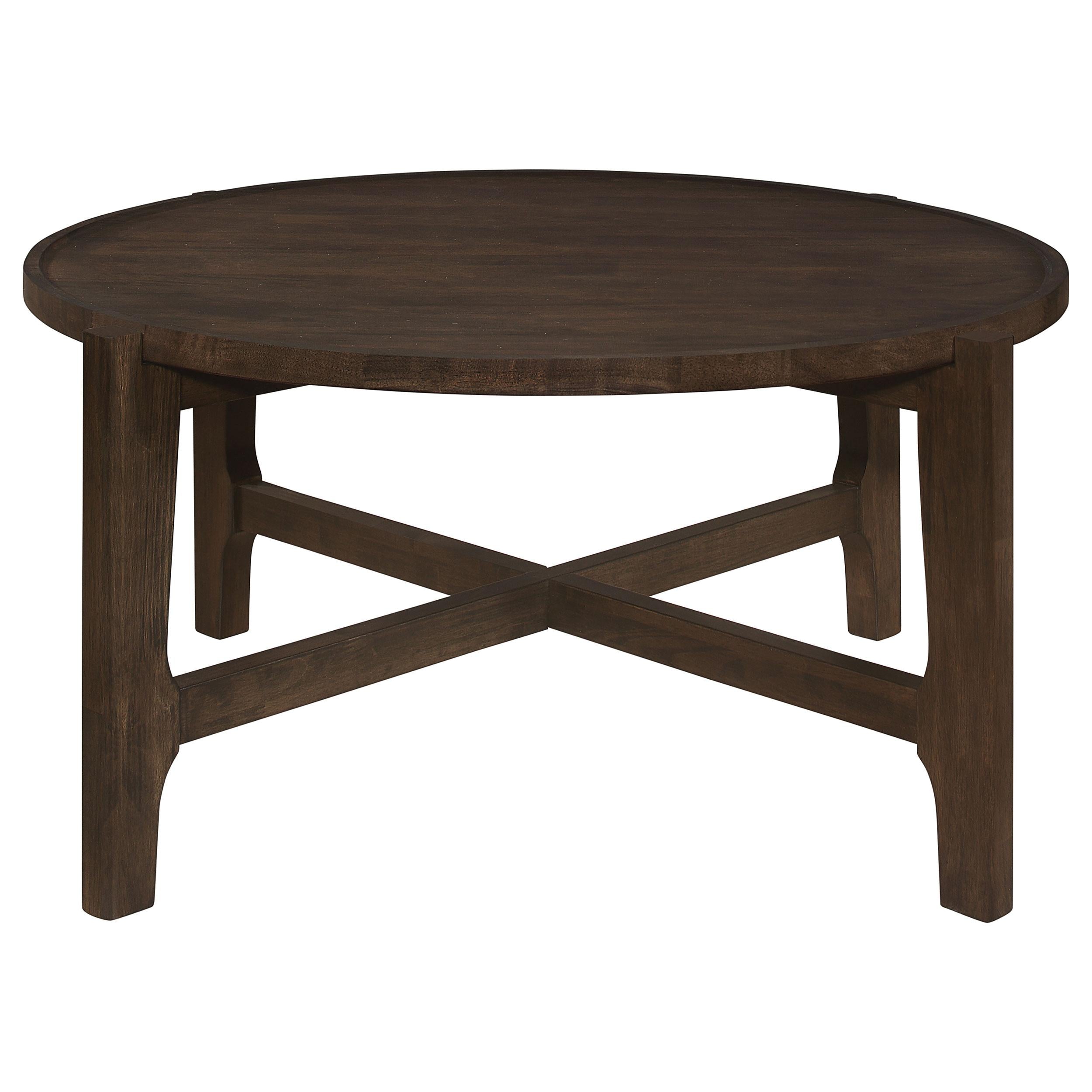  Coaster Furniture Cota 708288 Round Solid Wood Coffee Table - Dark Brown IMAGE 3