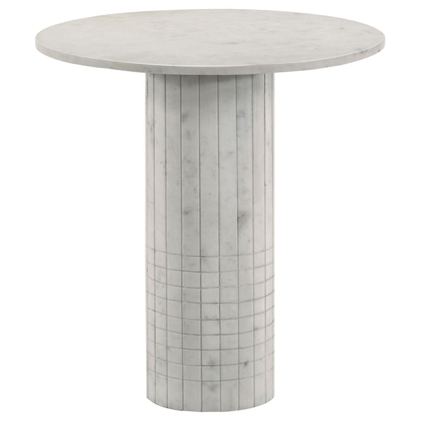 Coaster Furniture Astoria 709667 Round Genuine Marble Side End Table - White