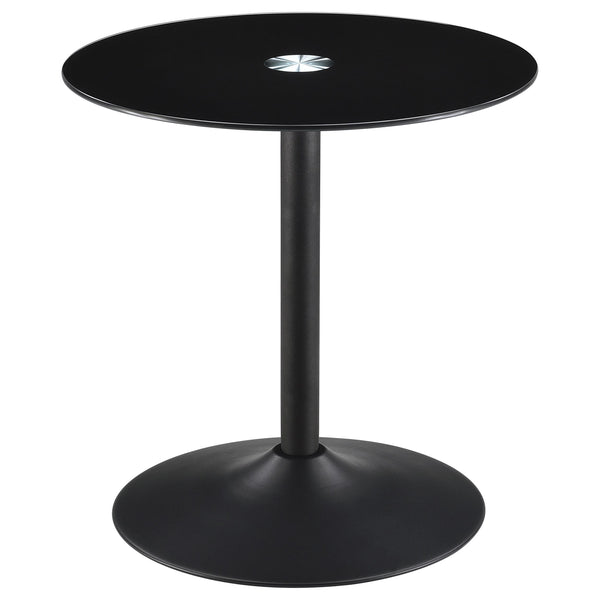 Coaster Furniture Ganso 709687 Round Metal End Table With Tempered Glass Top - Black