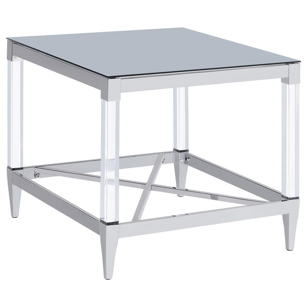 Coaster Furniture Lindley 709727 Square Tempered Mirror Acrylic Side End Table - Chrome