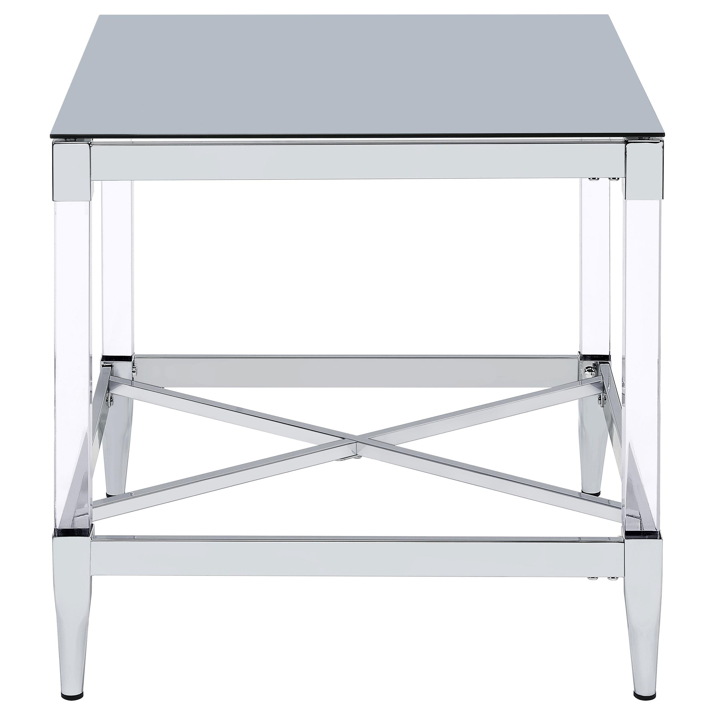  Coaster Furniture Lindley 709727 Square Tempered Mirror Acrylic Side End Table - Chrome IMAGE 4