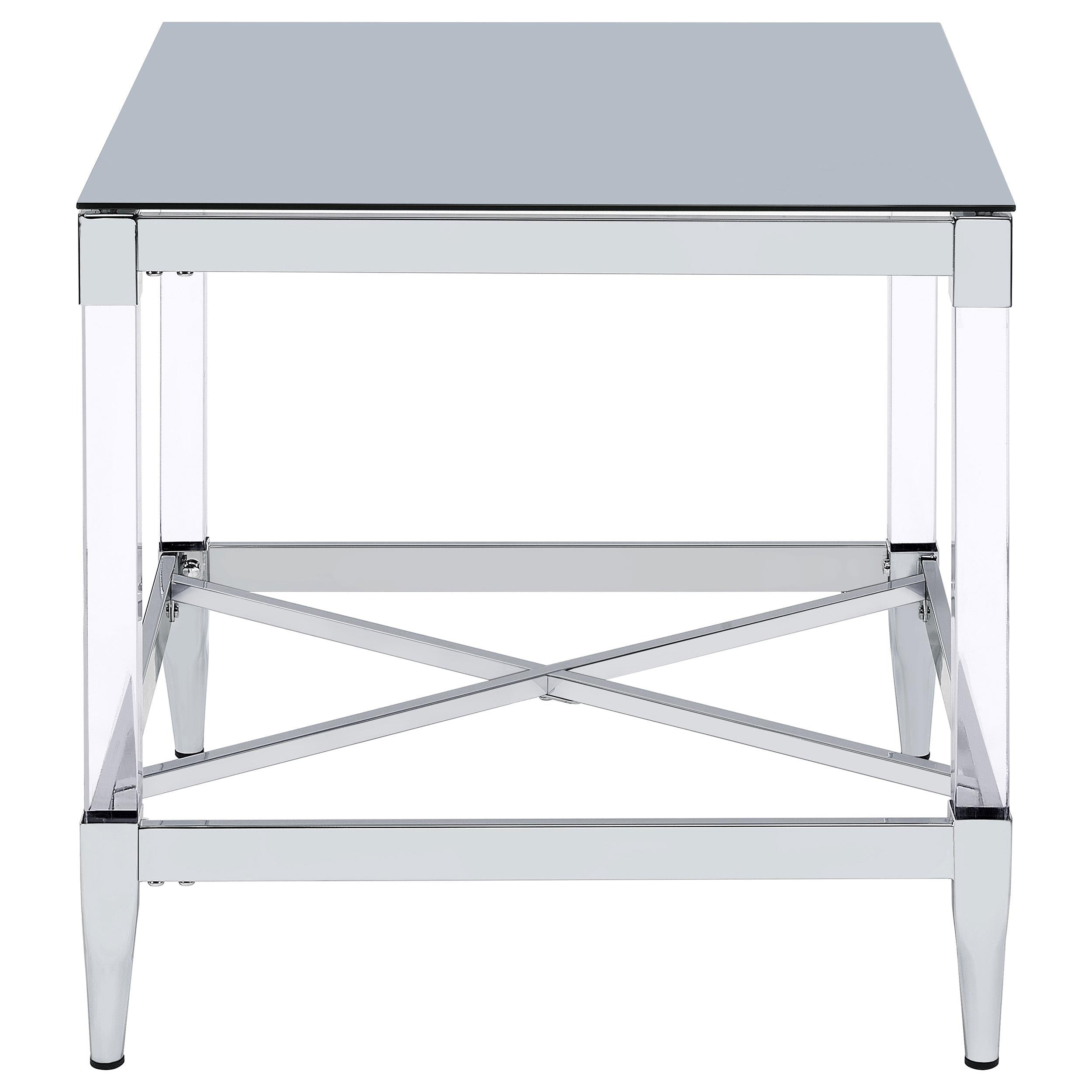  Coaster Furniture Lindley 709727 Square Tempered Mirror Acrylic Side End Table - Chrome IMAGE 6