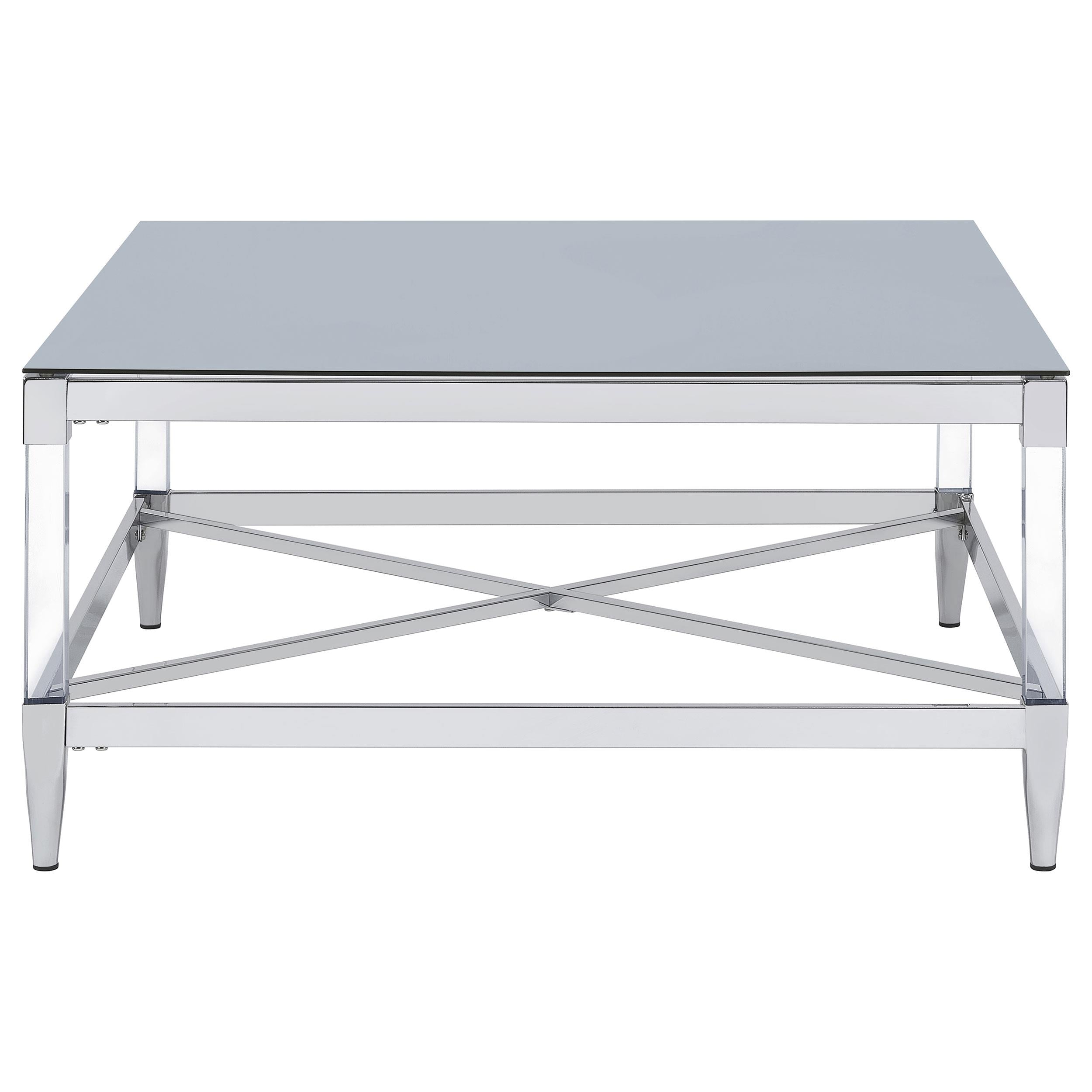  Coaster Furniture Lindley 709728 Square Tempered Mirror Acrylic Coffee Table - Chrome IMAGE 6