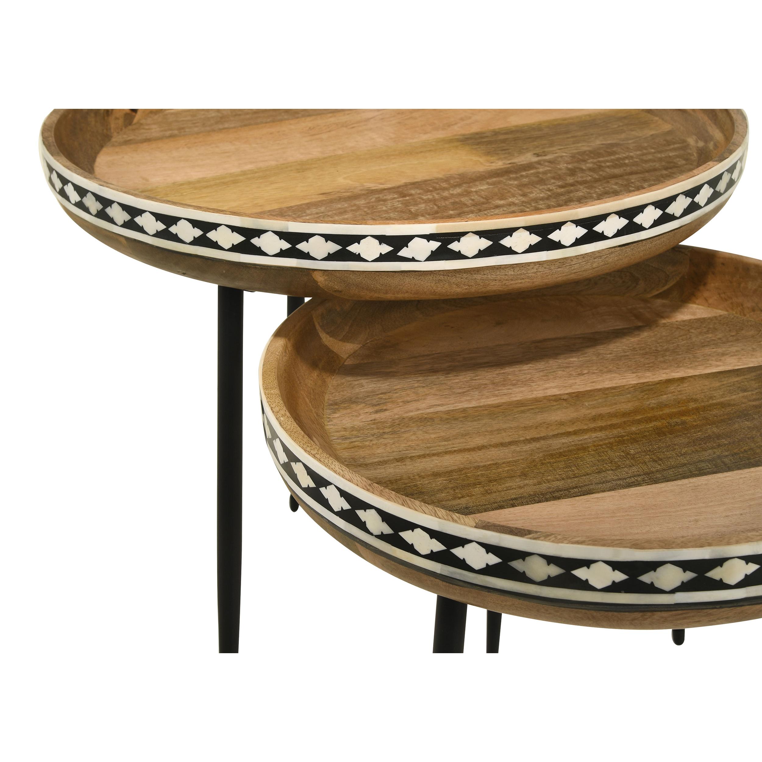  Coaster Furniture Ollie 930193 2-piece Solid Wood Bone Inlay Nesting Table - Natural IMAGE 8