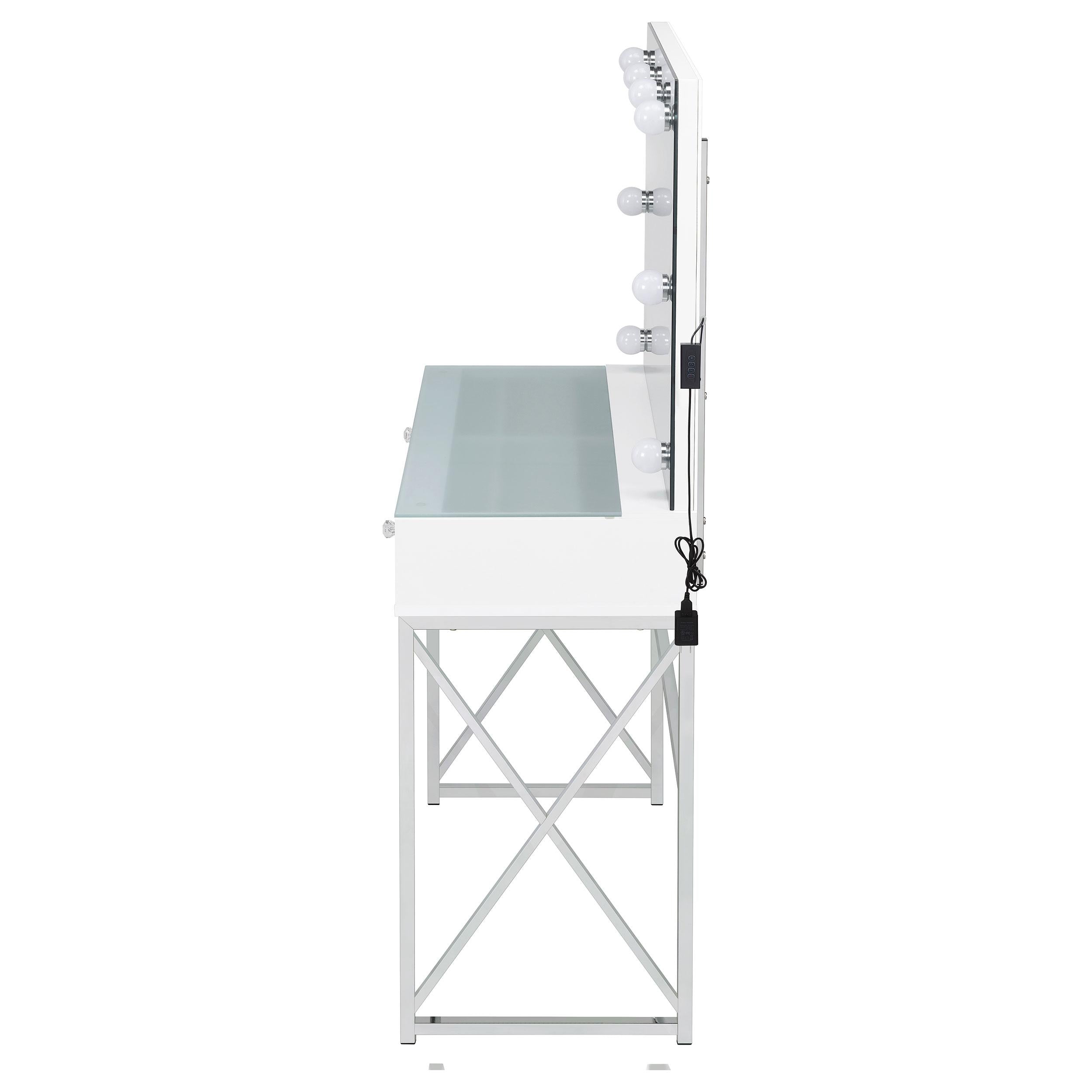  Coaster Furniture Eliza 936164 Vanity Set with Lighting & Stool - White and Chrome IMAGE 12