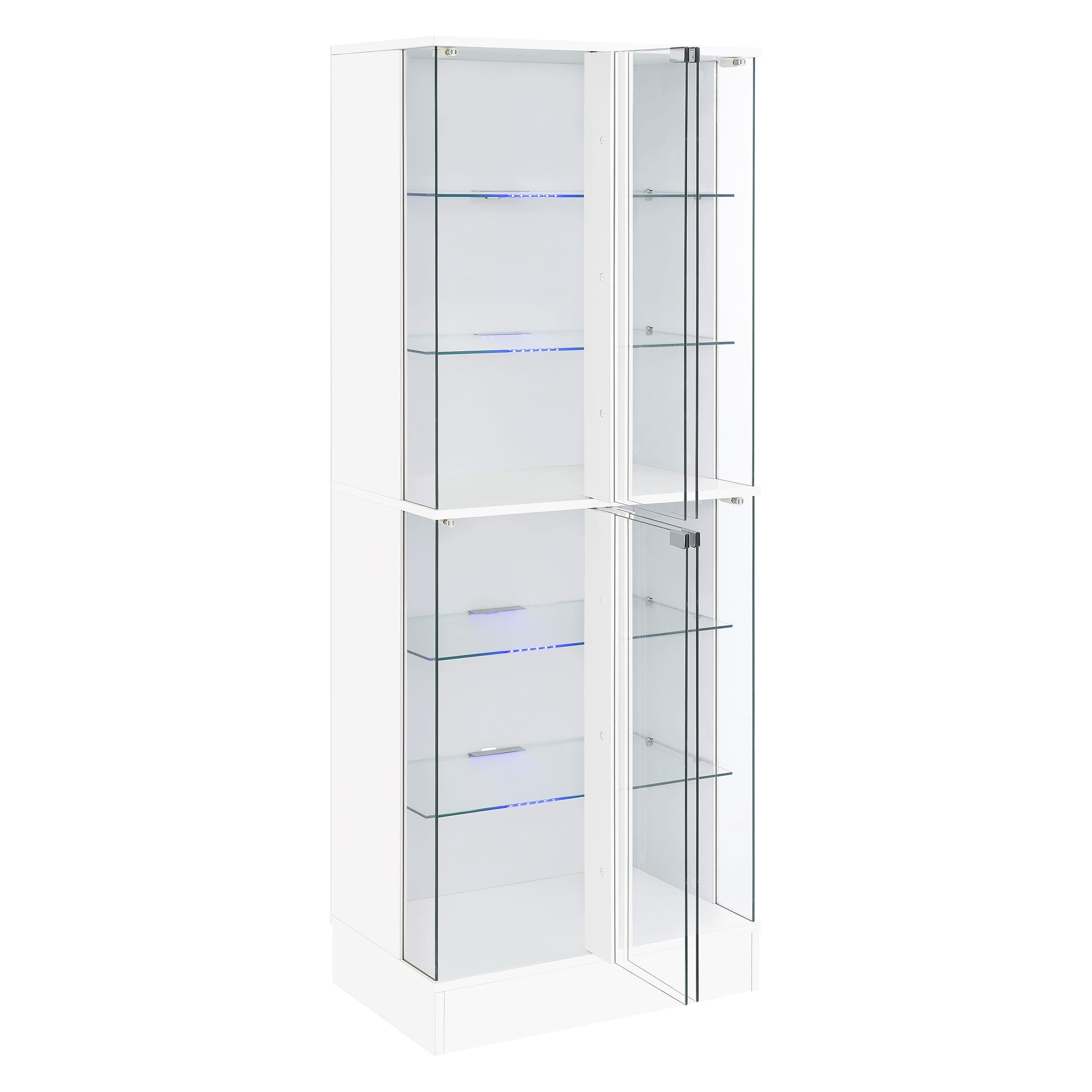 Coaster Furniture Cabra 950397 4-door LED Curio Display Cabinet - White High Gloss IMAGE 3