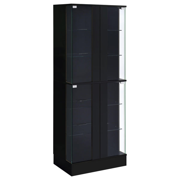 Coaster Furniture Cabra 950398 4-door LED Curio Display Cabinet - Black High Gloss
