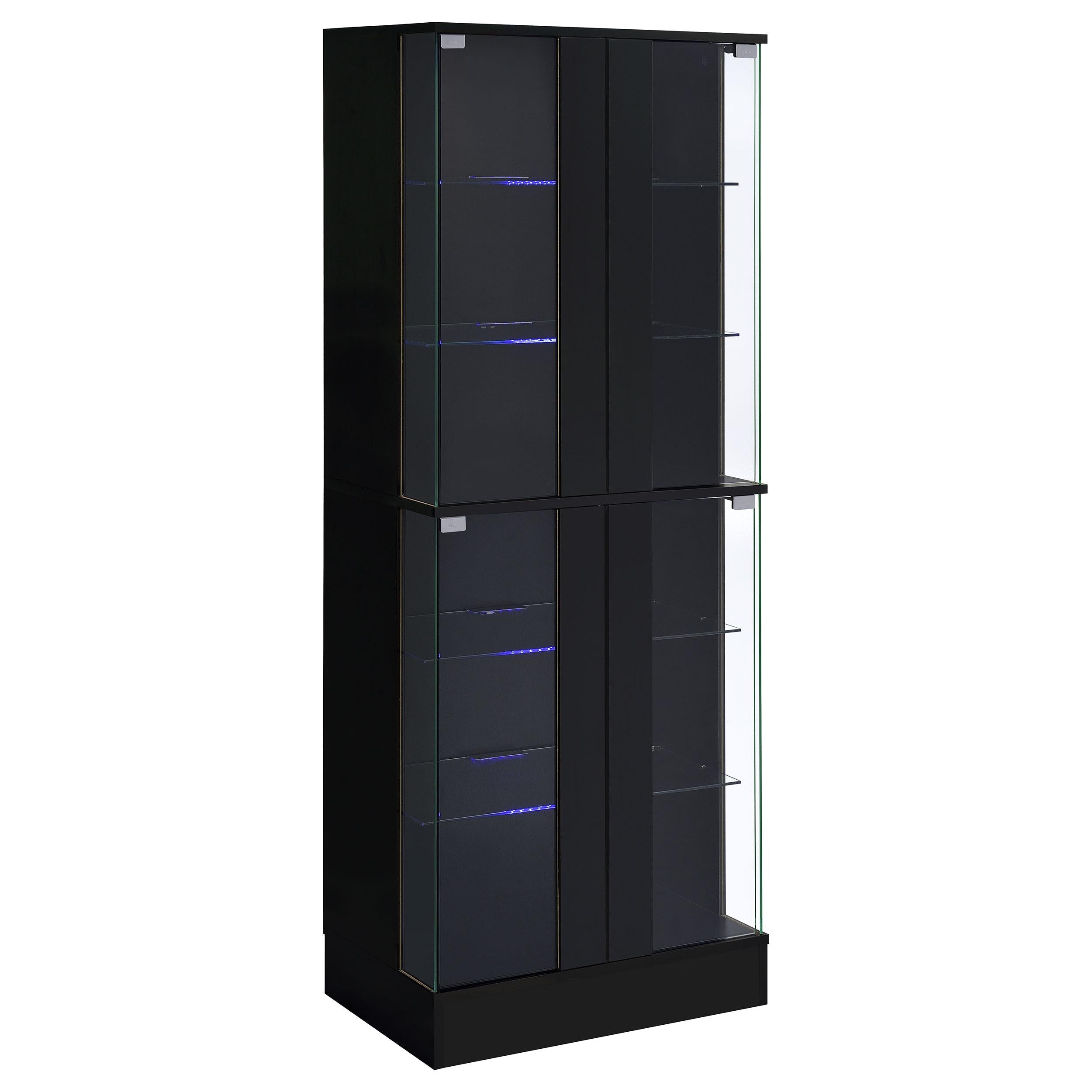  Coaster Furniture Cabra 950398 4-door LED Curio Display Cabinet - Black High Gloss IMAGE 4