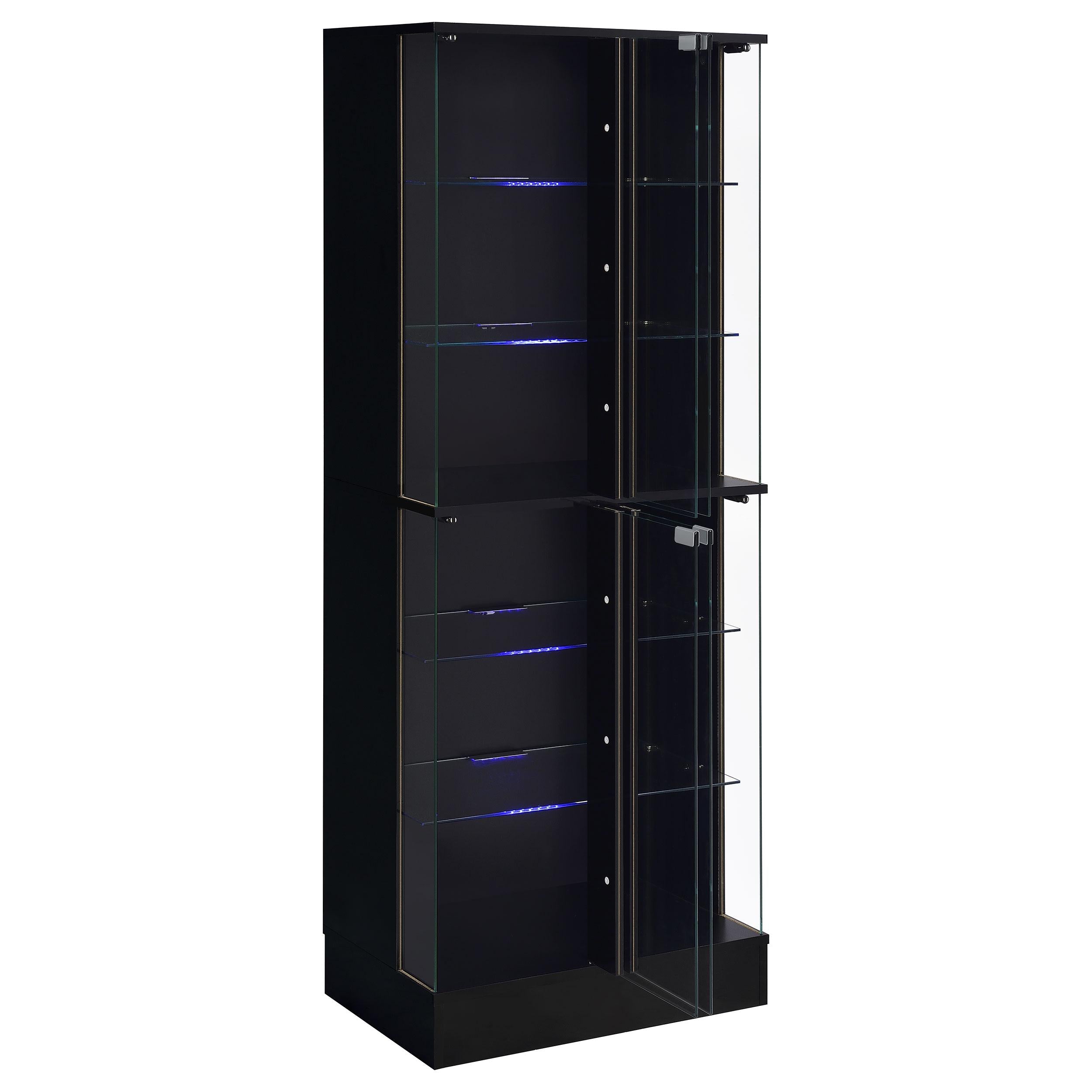  Coaster Furniture Cabra 950398 4-door LED Curio Display Cabinet - Black High Gloss IMAGE 5