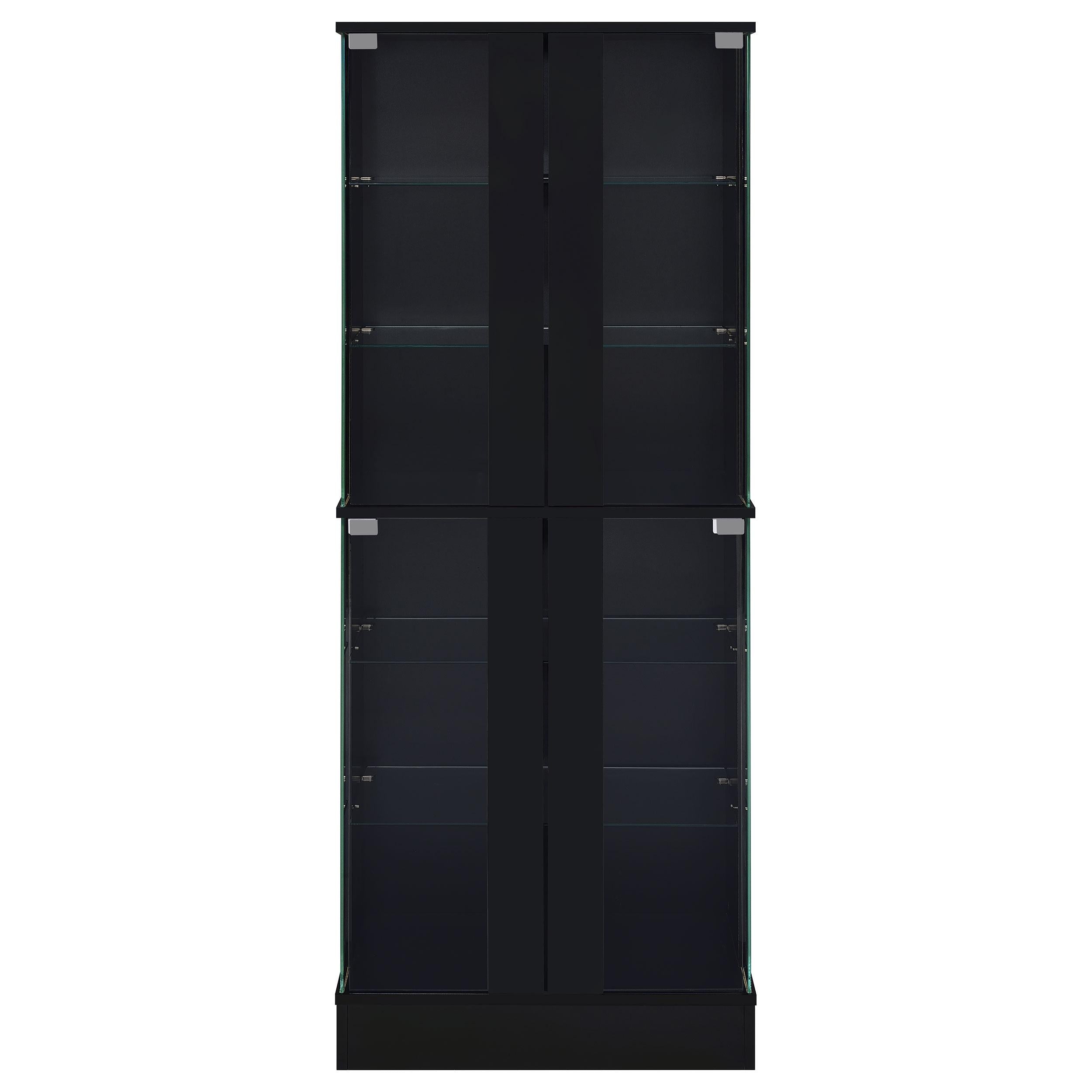  Coaster Furniture Cabra 950398 4-door LED Curio Display Cabinet - Black High Gloss IMAGE 6