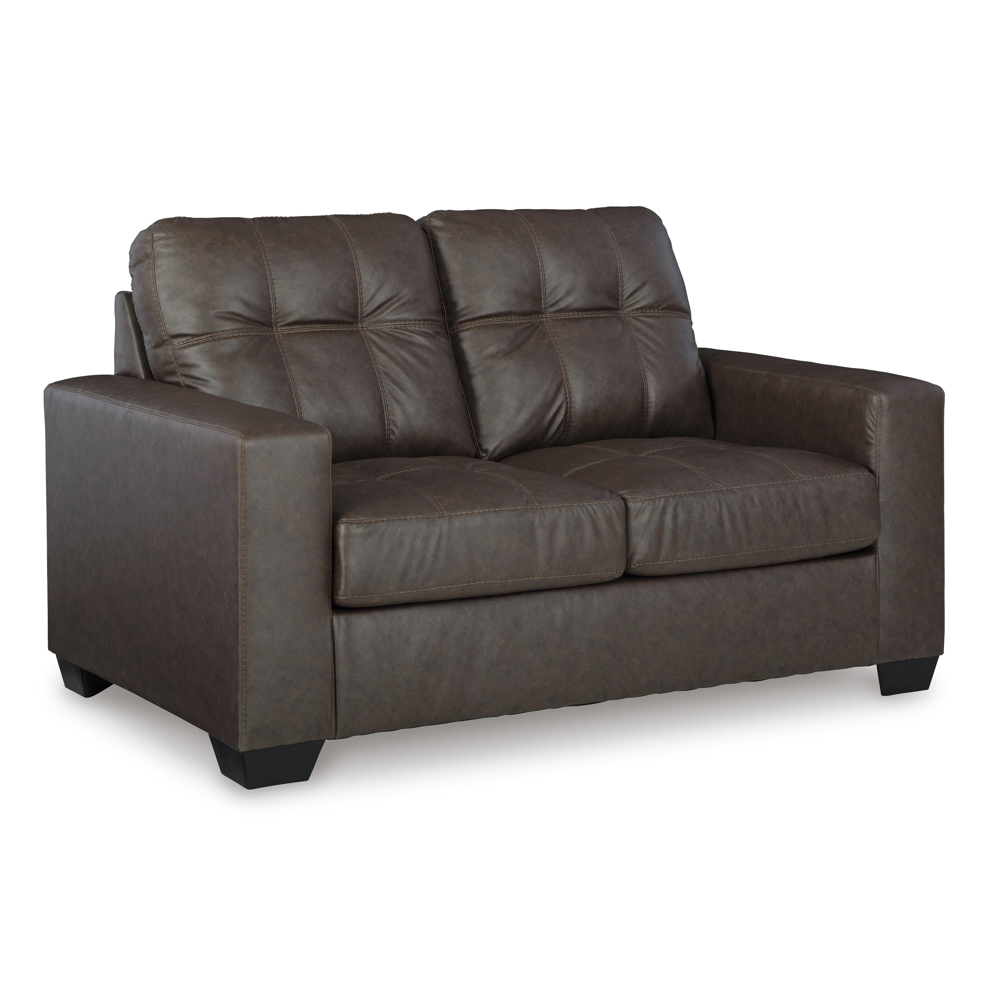  Manufacturer Color_Umber --  Benchcraft Barlin Mills Stationary Leather Look Loveseat IMAGE 1