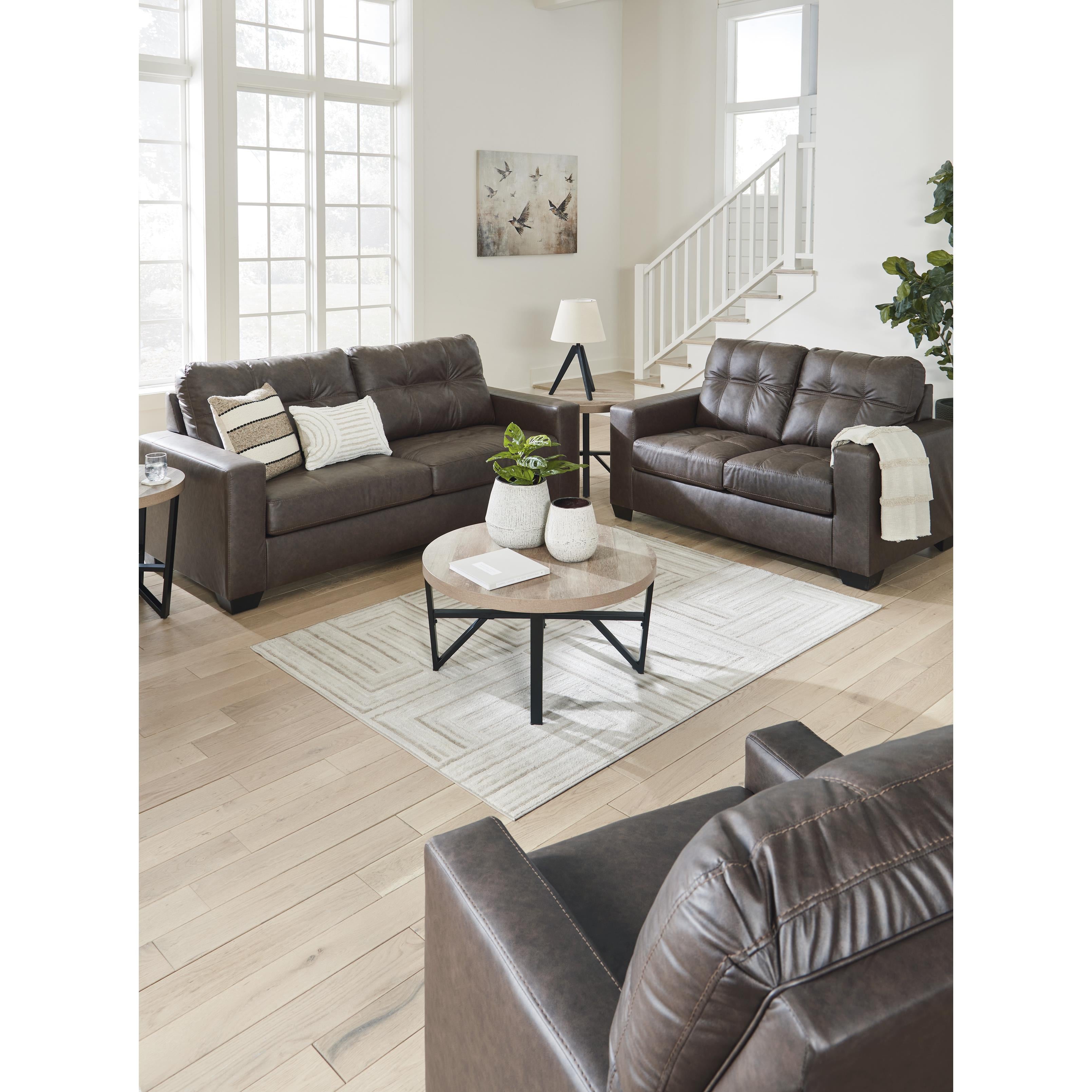  Manufacturer Color_Umber --  Benchcraft Barlin Mills Stationary Leather Look Loveseat IMAGE 10